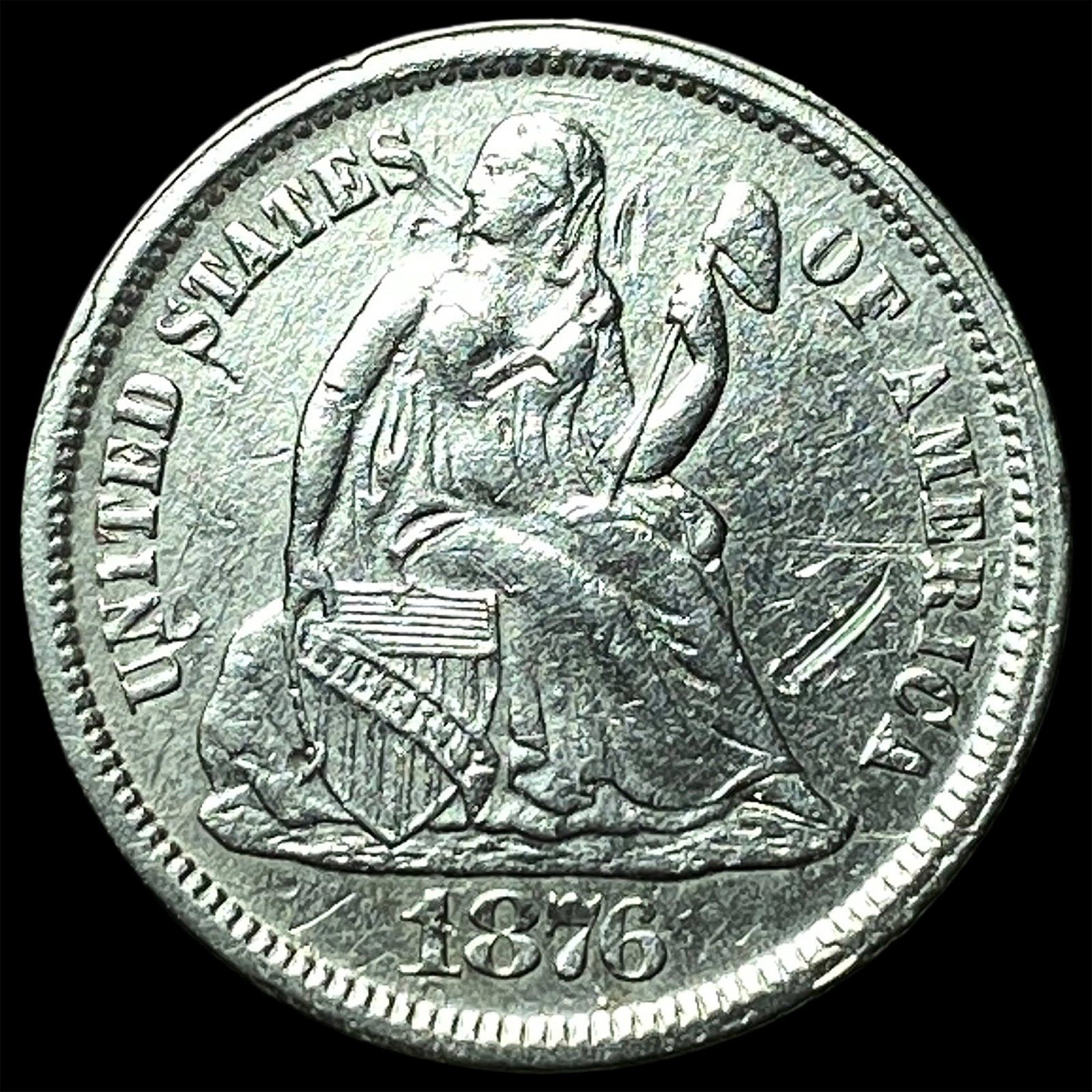 1876-S Silver Seated Liberty Dime UNCIRCULATED