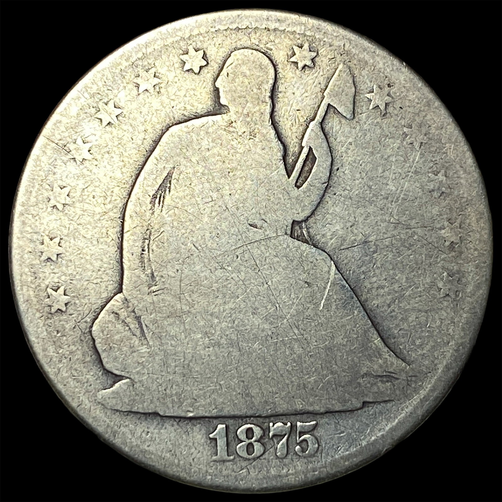 1875-S Silver Seated Liberty Half Dollar NICELY CIRCULATED: 1875-S Silver Seated Liberty Half Dollar NICELY CIRCULATED