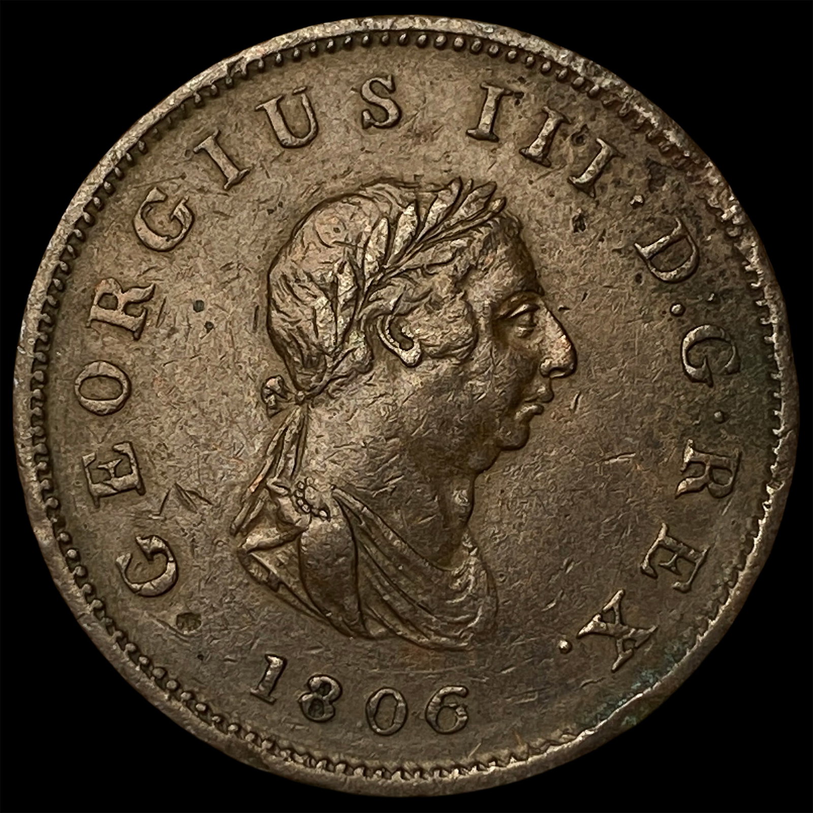 1806 Great Britain Copper Halfpenny CLOSELY UNCIRCULATED (1 of 2)