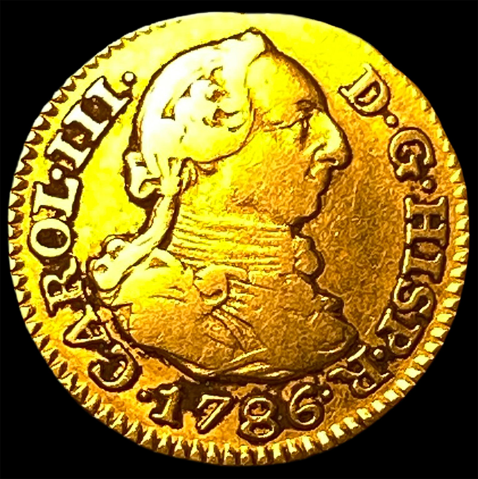 1786-M Spain Gold 1/2 Escudo NEARLY UNCIRCULATED: 1786-M Spain Gold 1/2 Escudo NEARLY UNCIRCULATED