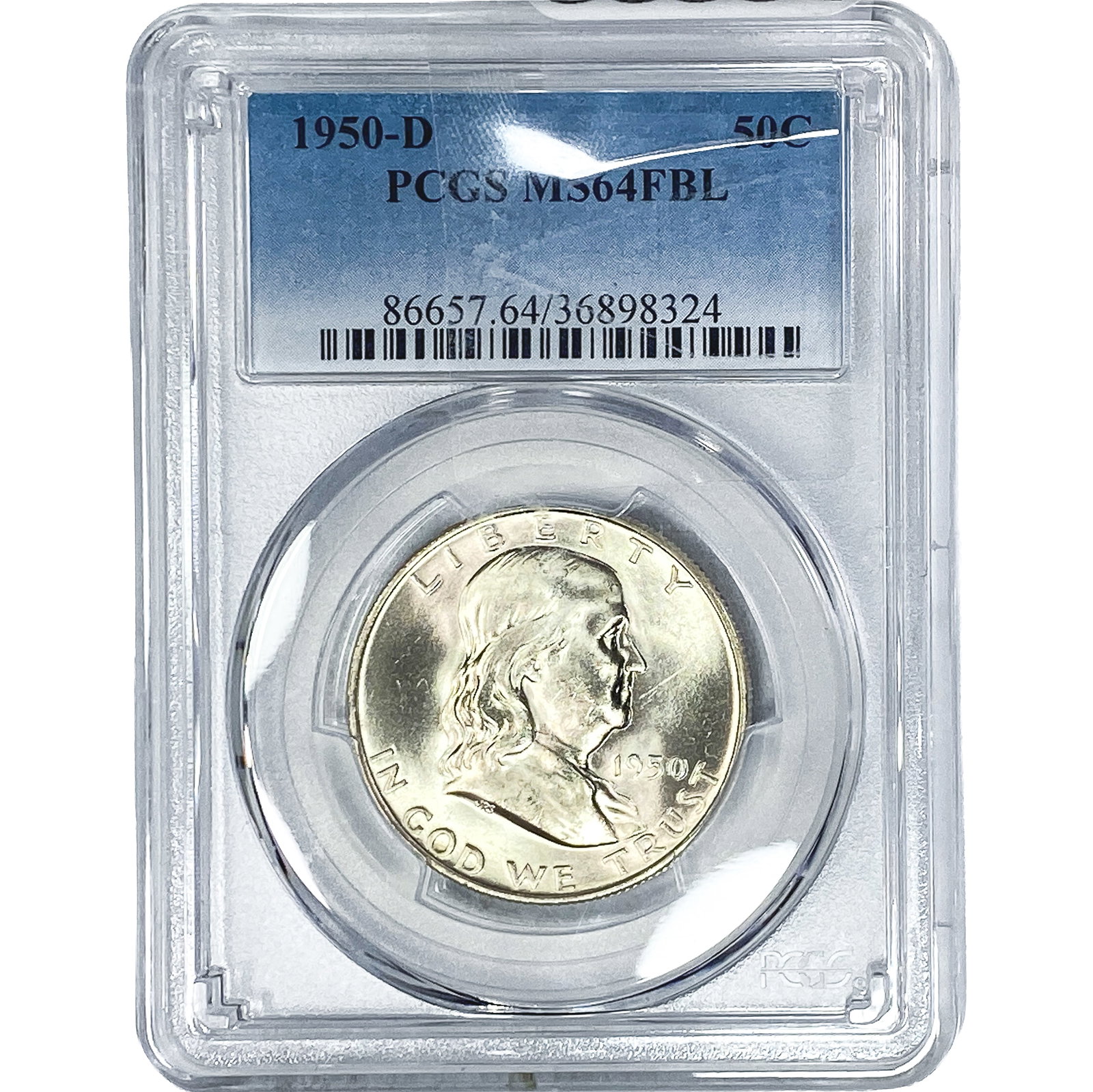 1950-D Franklin Half Dollar PCGS MS64 FBL: 1950-D Franklin Half Dollar PCGS MS64 FBL