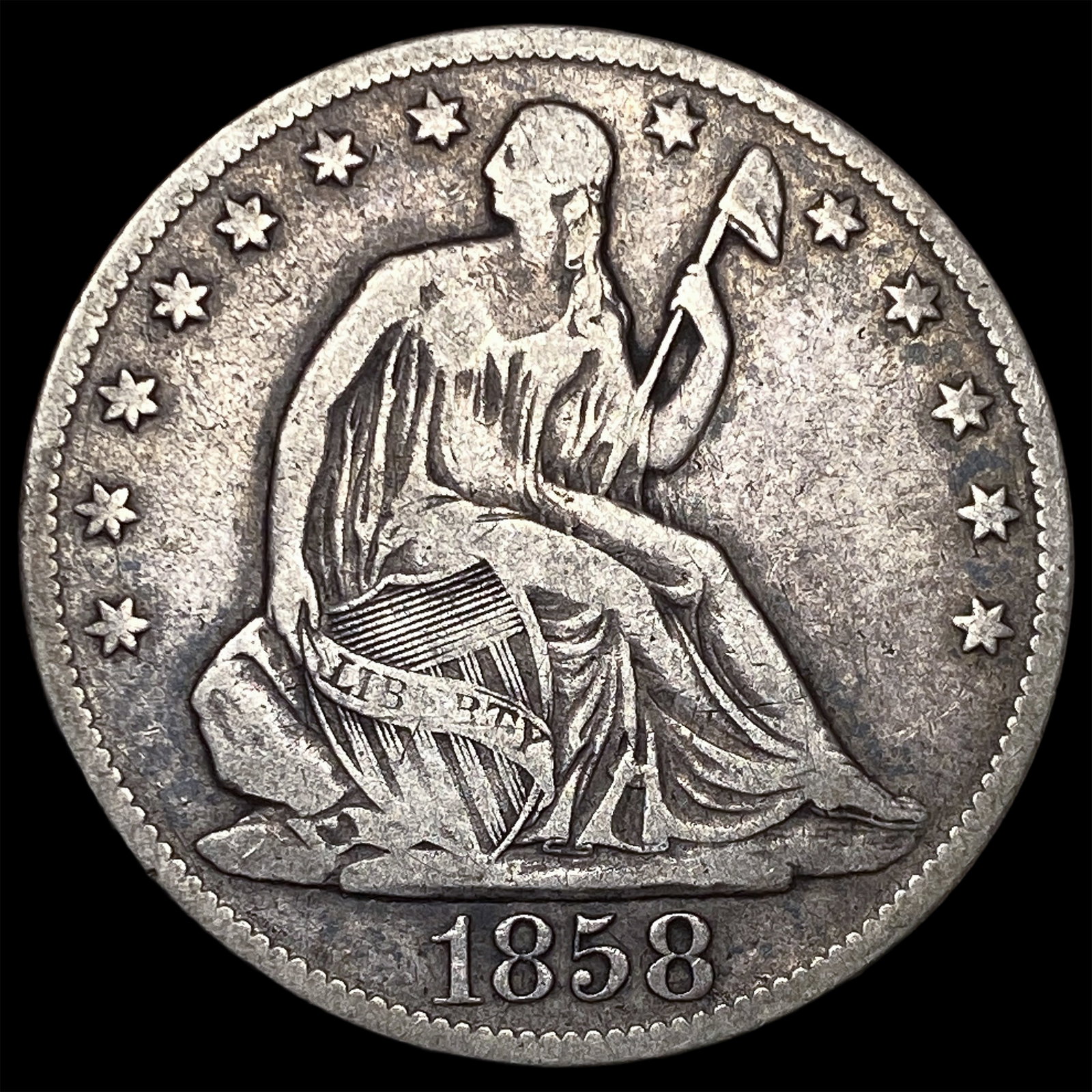 1858-O Silver Half Dollar NEARLY UNCIRCULATED
