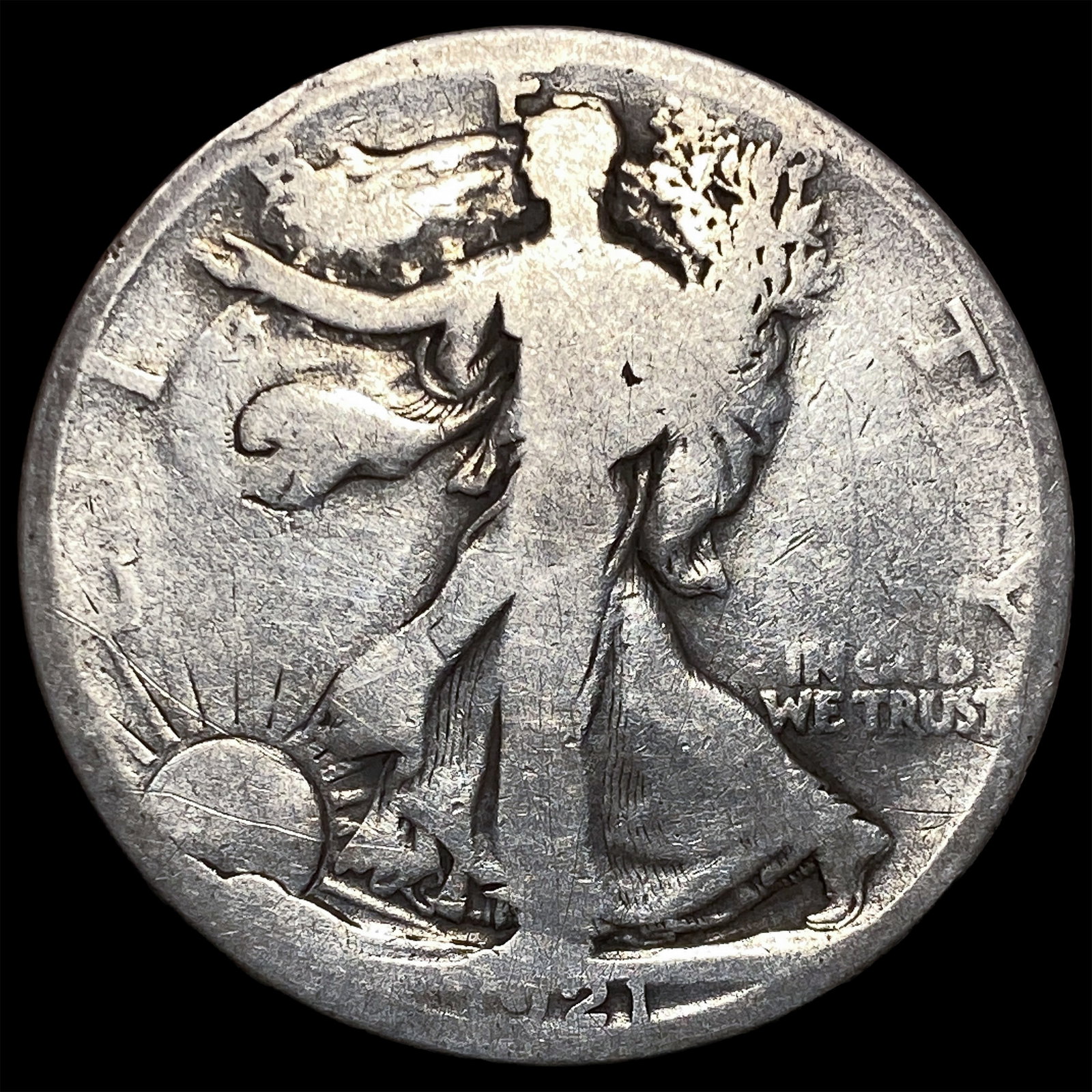 1921-S Silver Walking Liberty Half Dollar NICELY CIRCULATED: 1921-S Silver Walking Liberty Half Dollar NICELY CIRCULATED