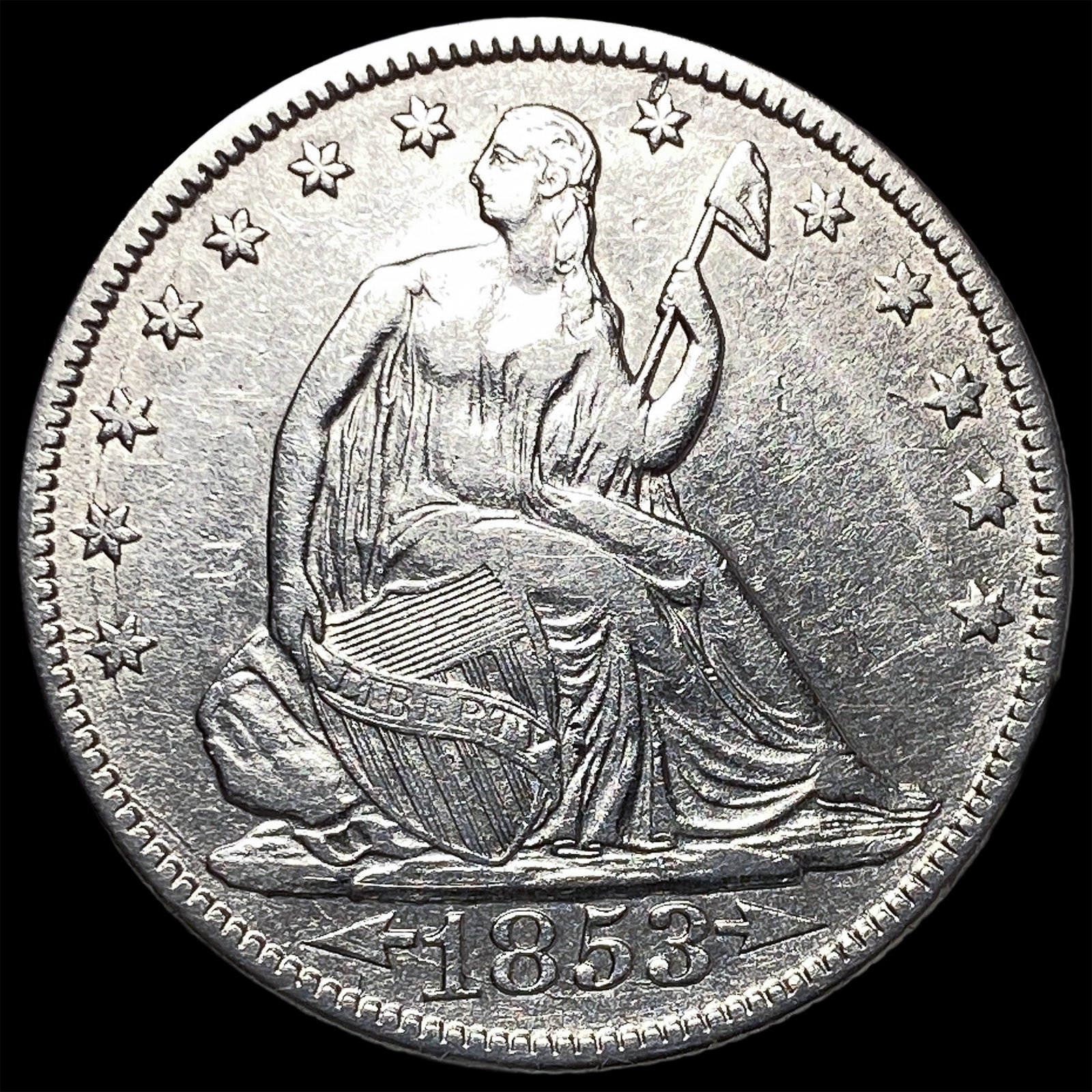 1853 Arrows Seated Liberty Half Dollar CHOICE AU