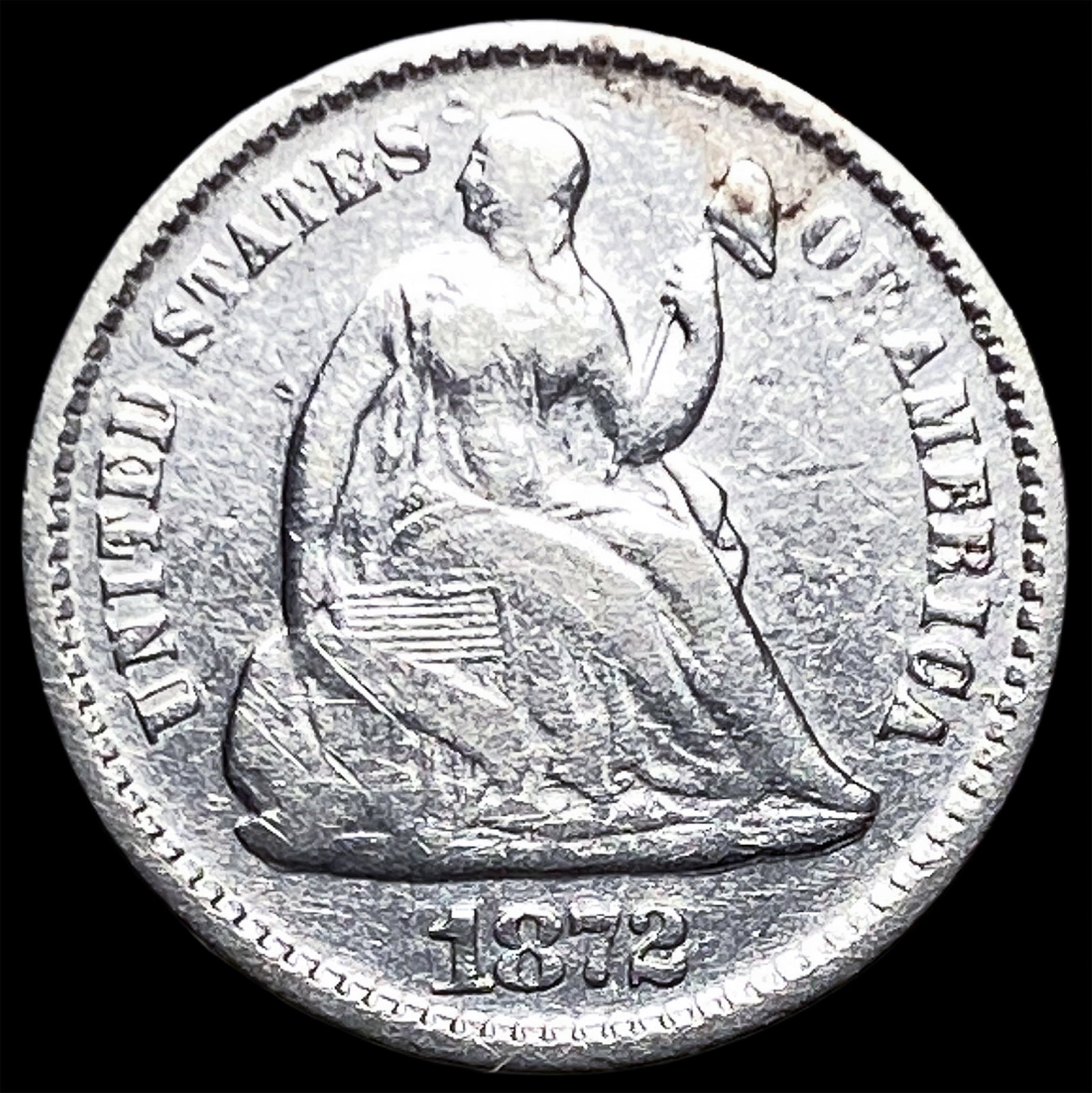 1872 Silver Half Dime NEARLY UNCIRCULATED: 1872 Silver Half Dime NEARLY UNCIRCULATED