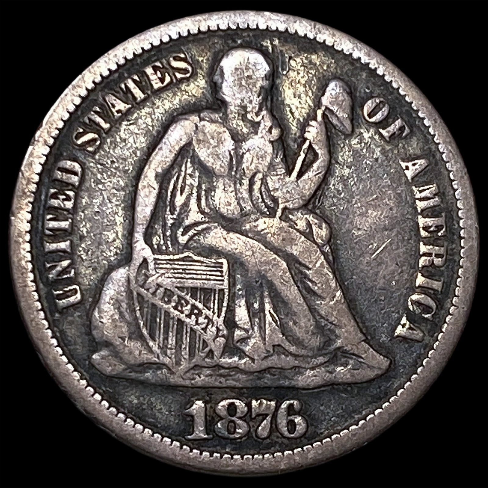 1876-S Silver Seated Liberty Dime NEARLY UNCIRCULATED