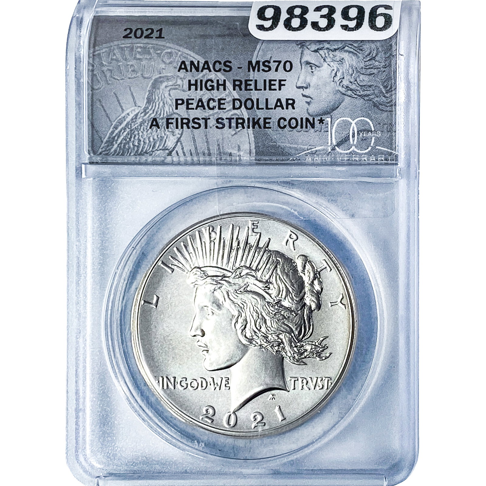 2021 Silver Peace Dollar ANACS MS70 High Relief: 2021 Silver Peace Dollar ANACS MS70 High Relief