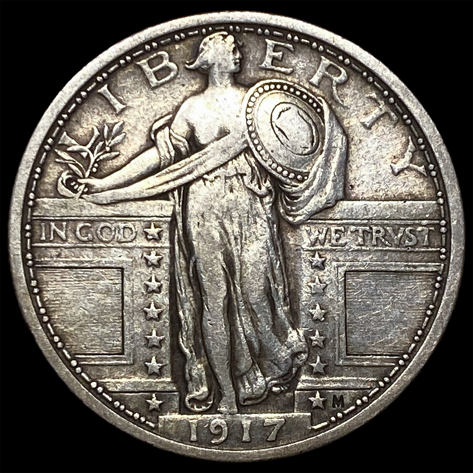 1917 Type 1 Standing Liberty Quarter NEARLY UNCIRCULATED: 1917 Type 1 Standing Liberty Quarter NEARLY UNCIRCULATED