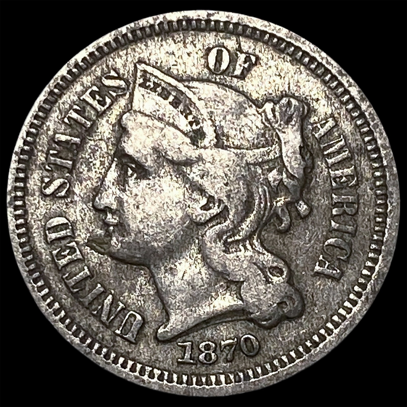 1870 Nickel Three-Cent Piece NEARLY UNCIRCULATED