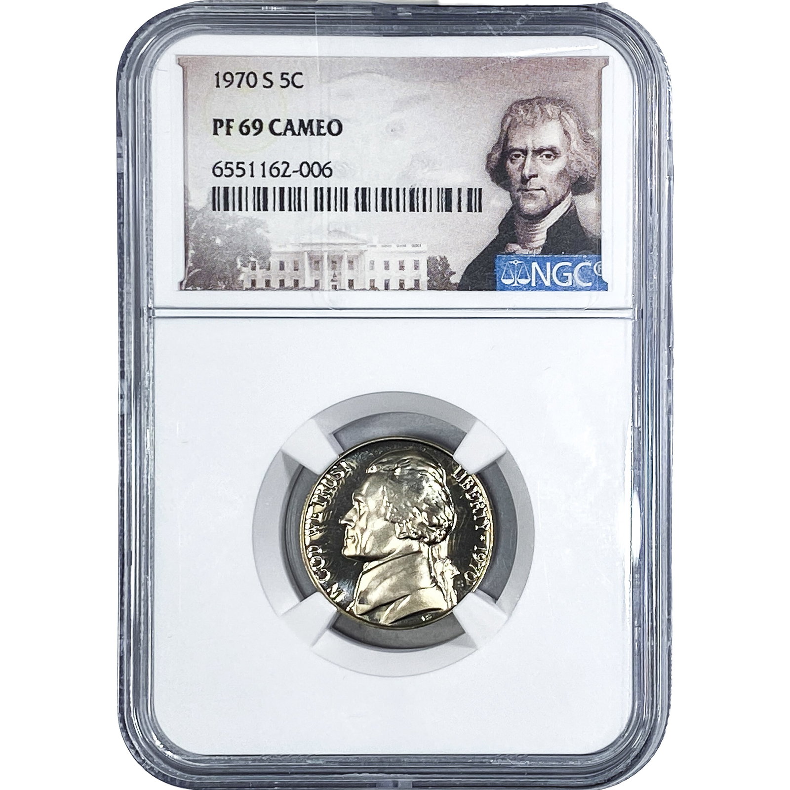 1970 Jefferson Nickel NGC PF69 Cameo