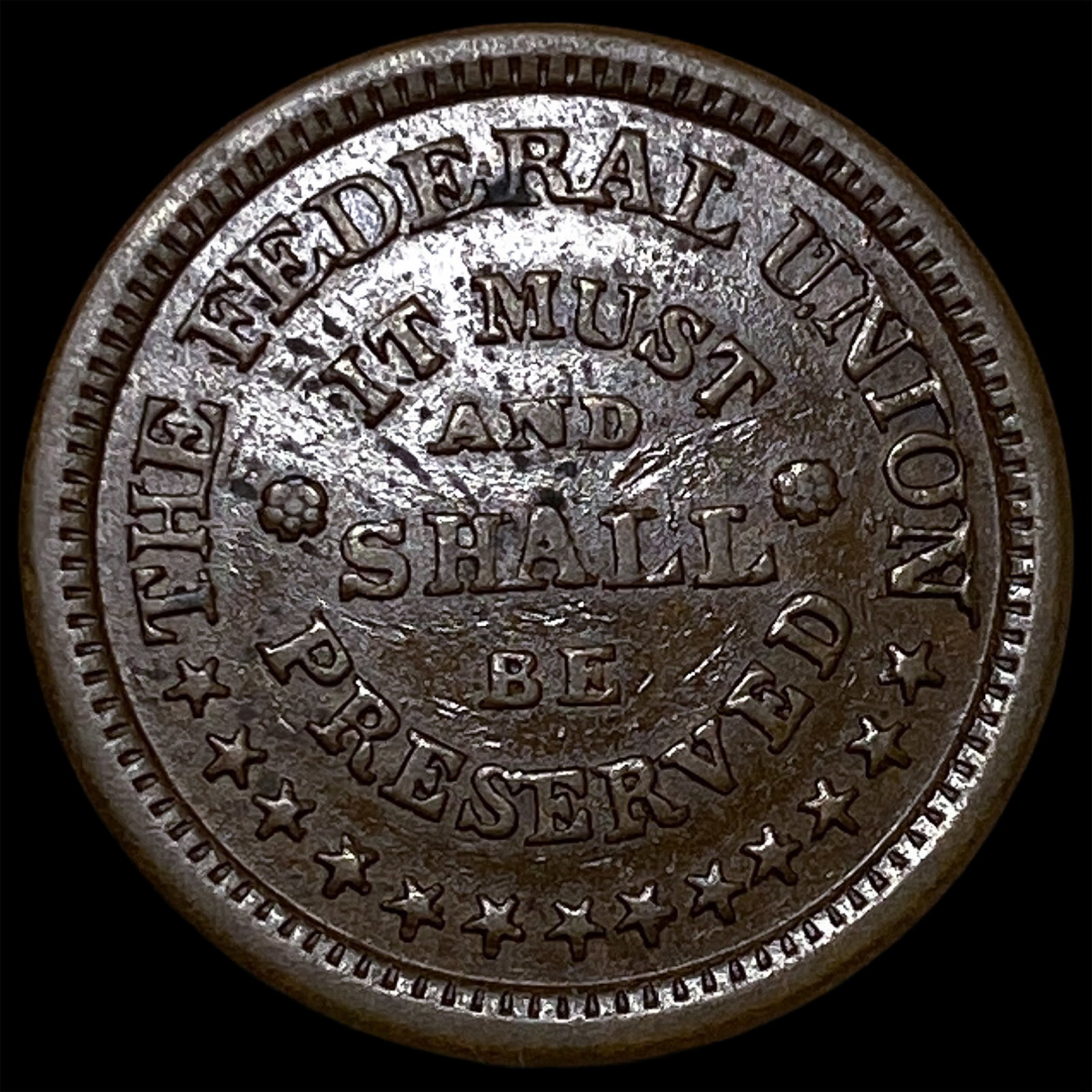This is a Civil War Token "Army & Navy" type circa 1863. UNCIRCULATED (1 of 2)