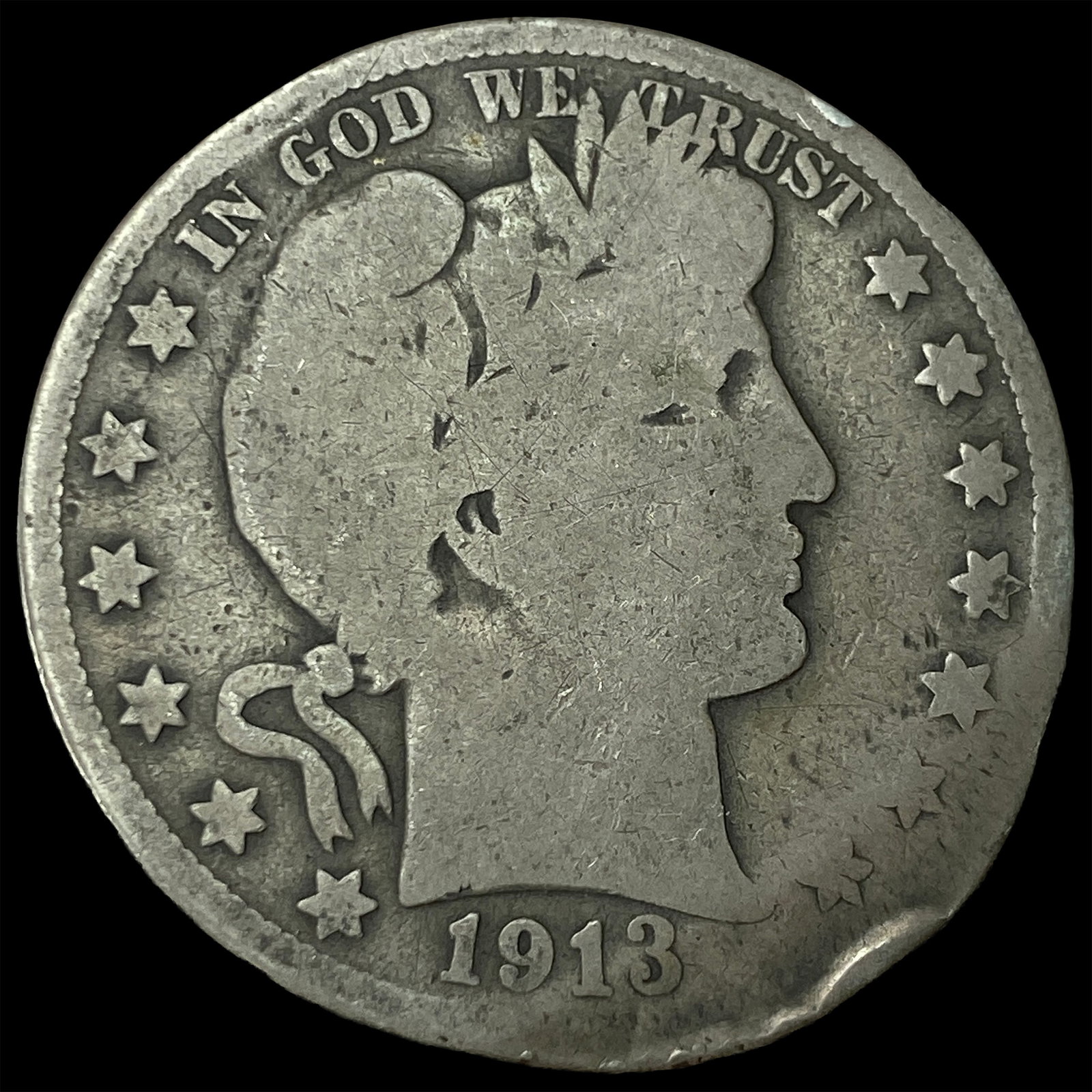 1913 Silver Barber Half Dollar NICELY CIRCULATED (1 of 2)