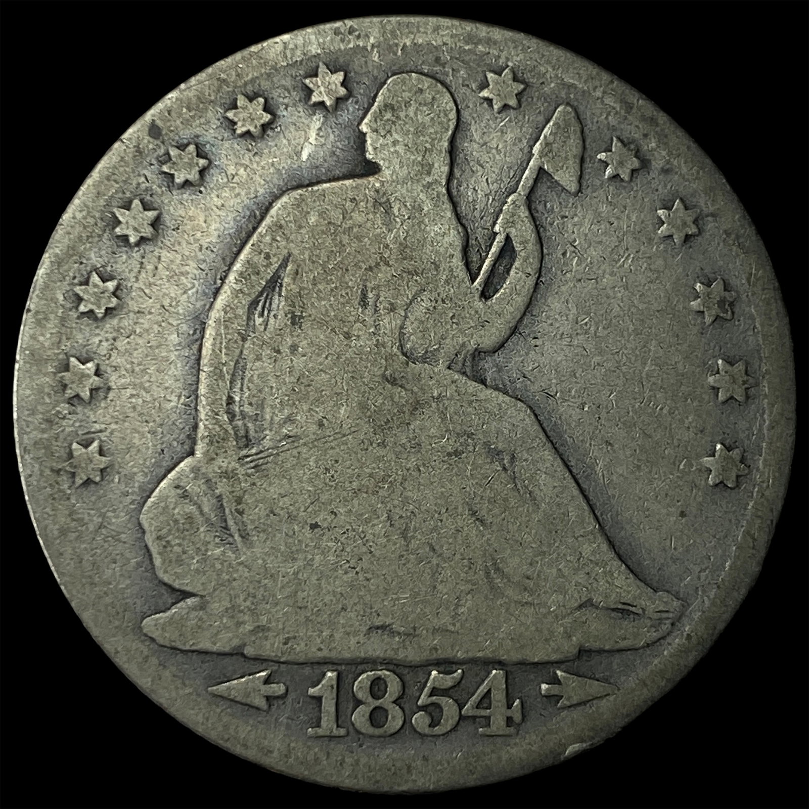 1854 Arrows Seated Liberty Half Dollar NICELY CIRCULATED: 1854 Arrows Seated Liberty Half Dollar NICELY CIRCULATED