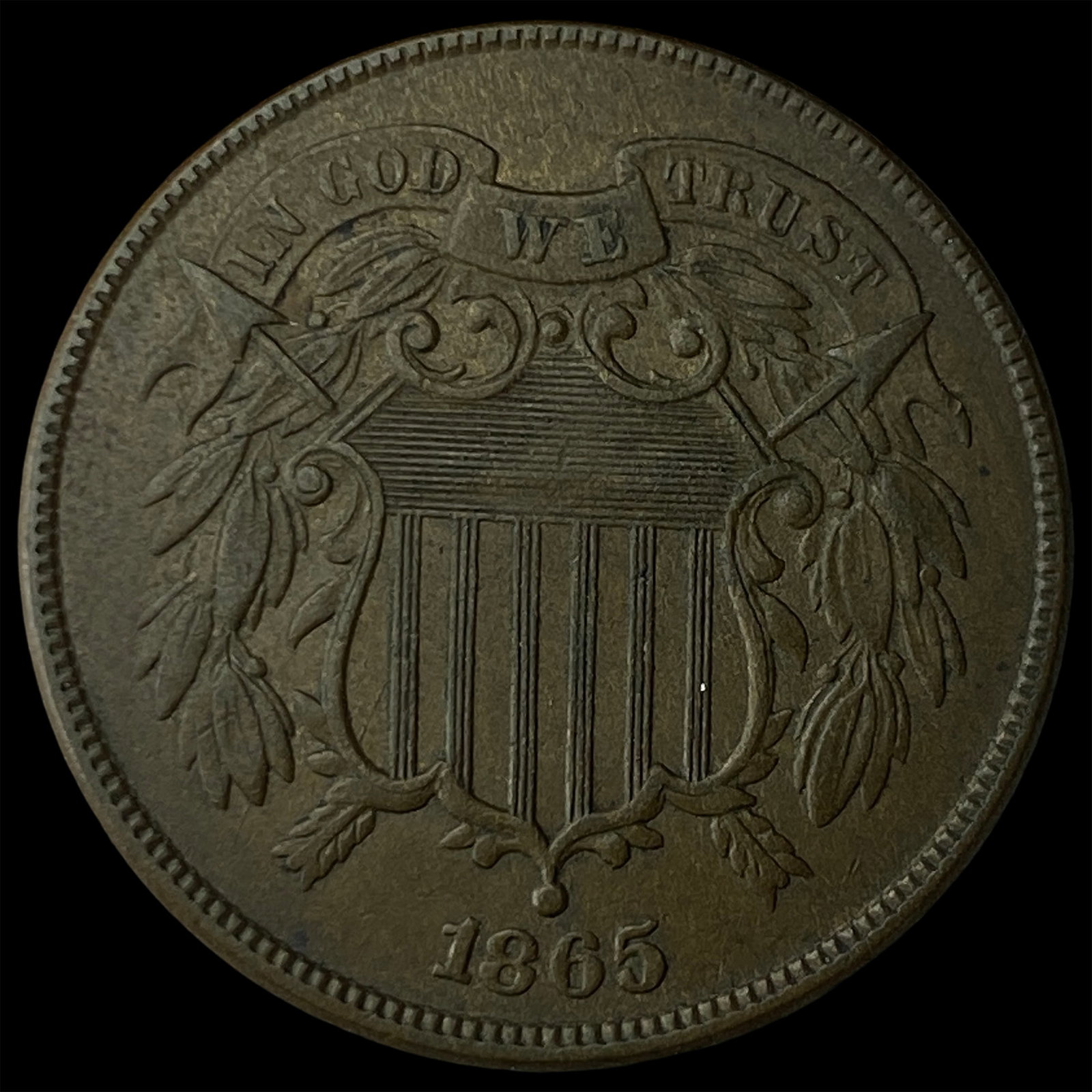 1865 BN Bronze Two-Cent Piece UNCIRCULATED: 1865 BN Bronze Two-Cent Piece UNCIRCULATED