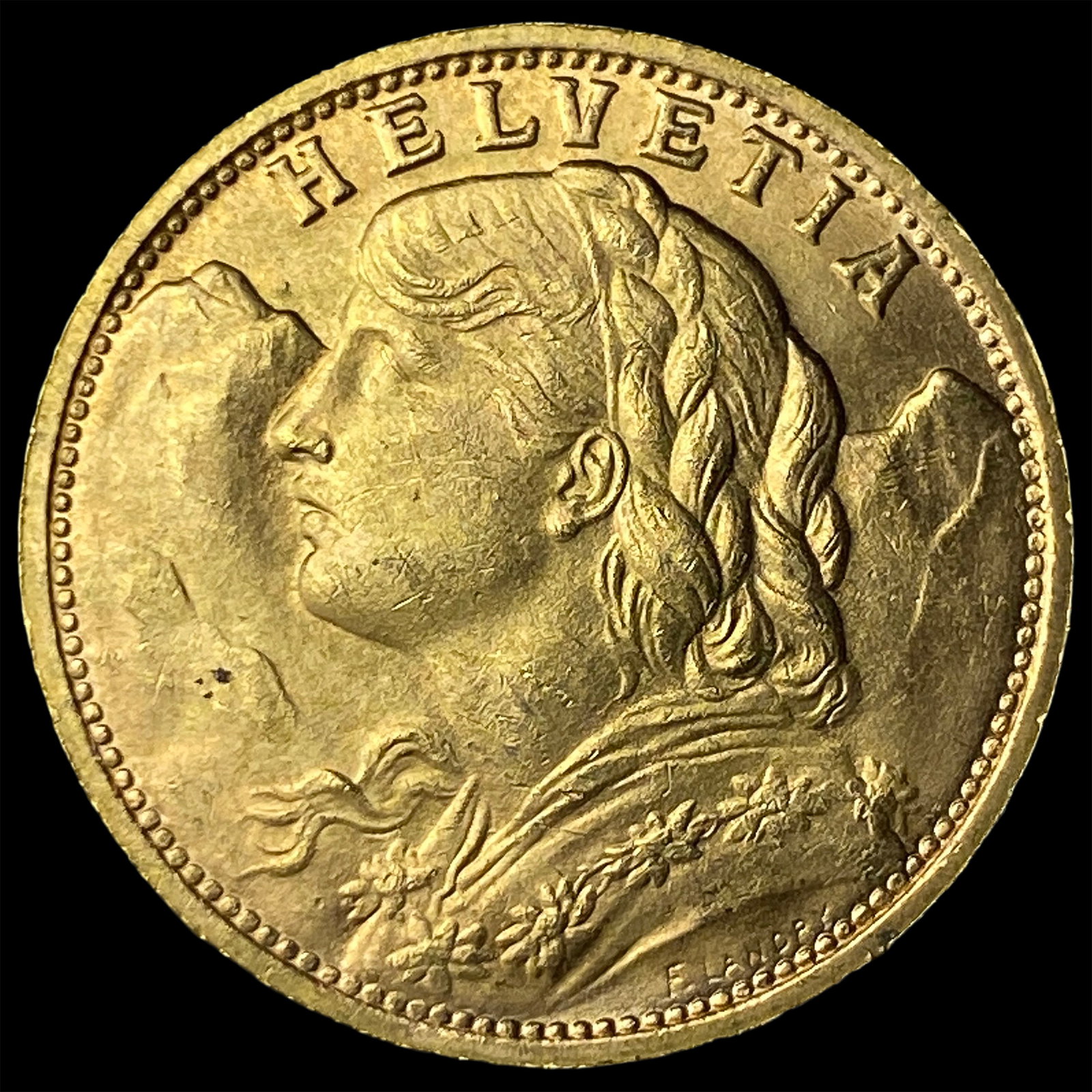 1947-B Gold 20 Francs Swiss Helvetia CHOICE BU (1 of 2)