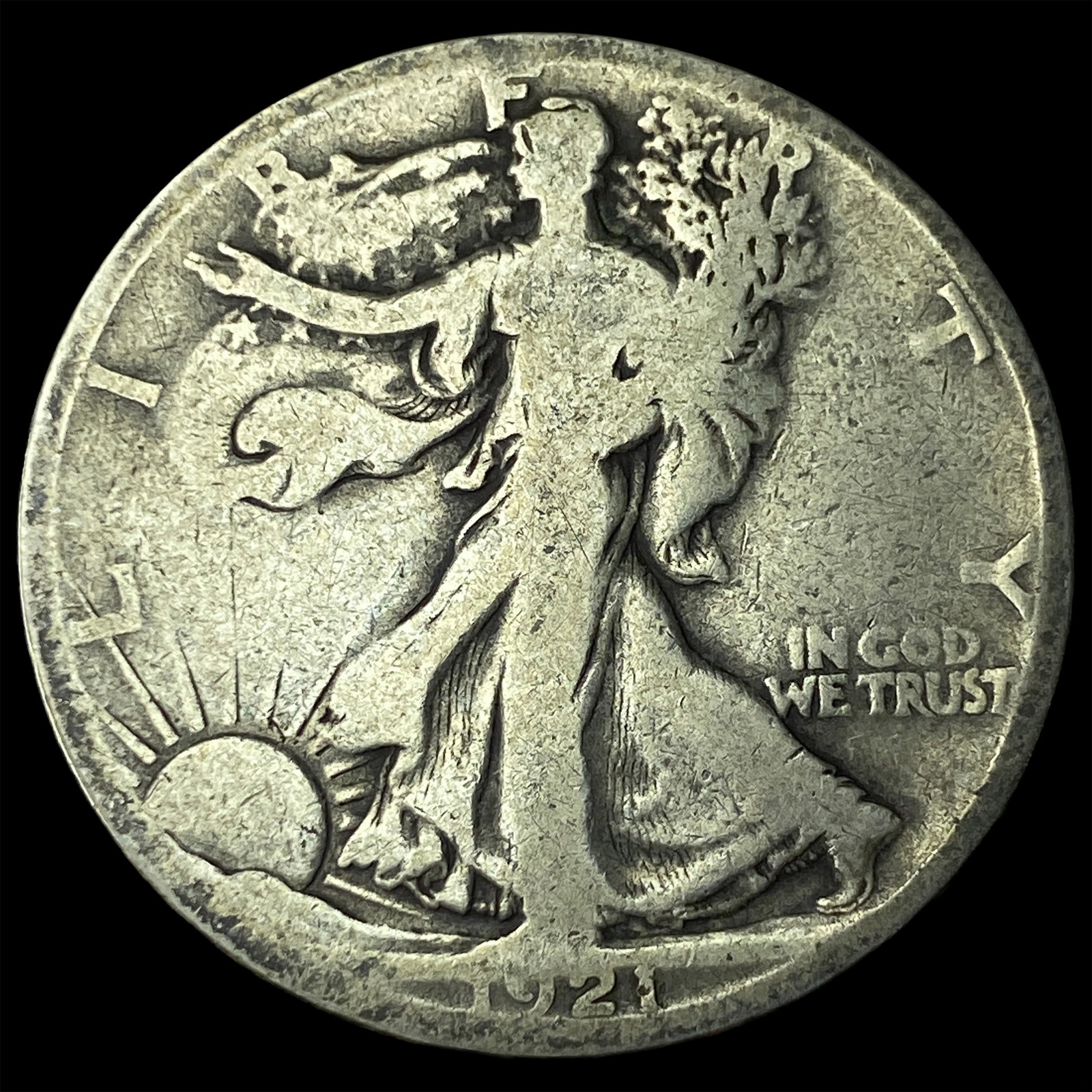 1921-S Silver Walking Liberty Half Dollar NICELY CIRCULATED: 1921-S Silver Walking Liberty Half Dollar NICELY CIRCULATED