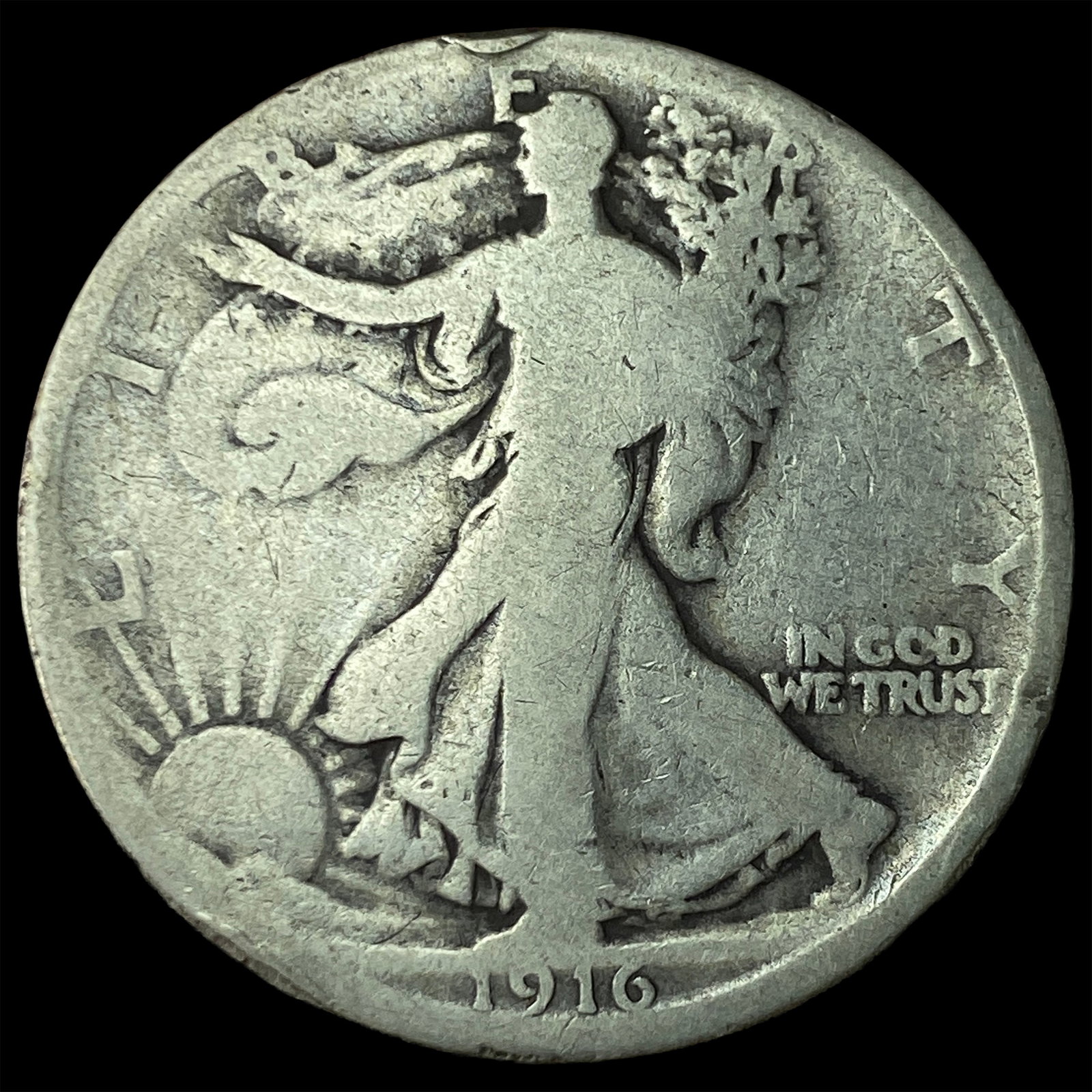 1916 Walking Liberty Half Dollar NICELY CIRCULATED: 1916 Walking Liberty Half Dollar NICELY CIRCULATED