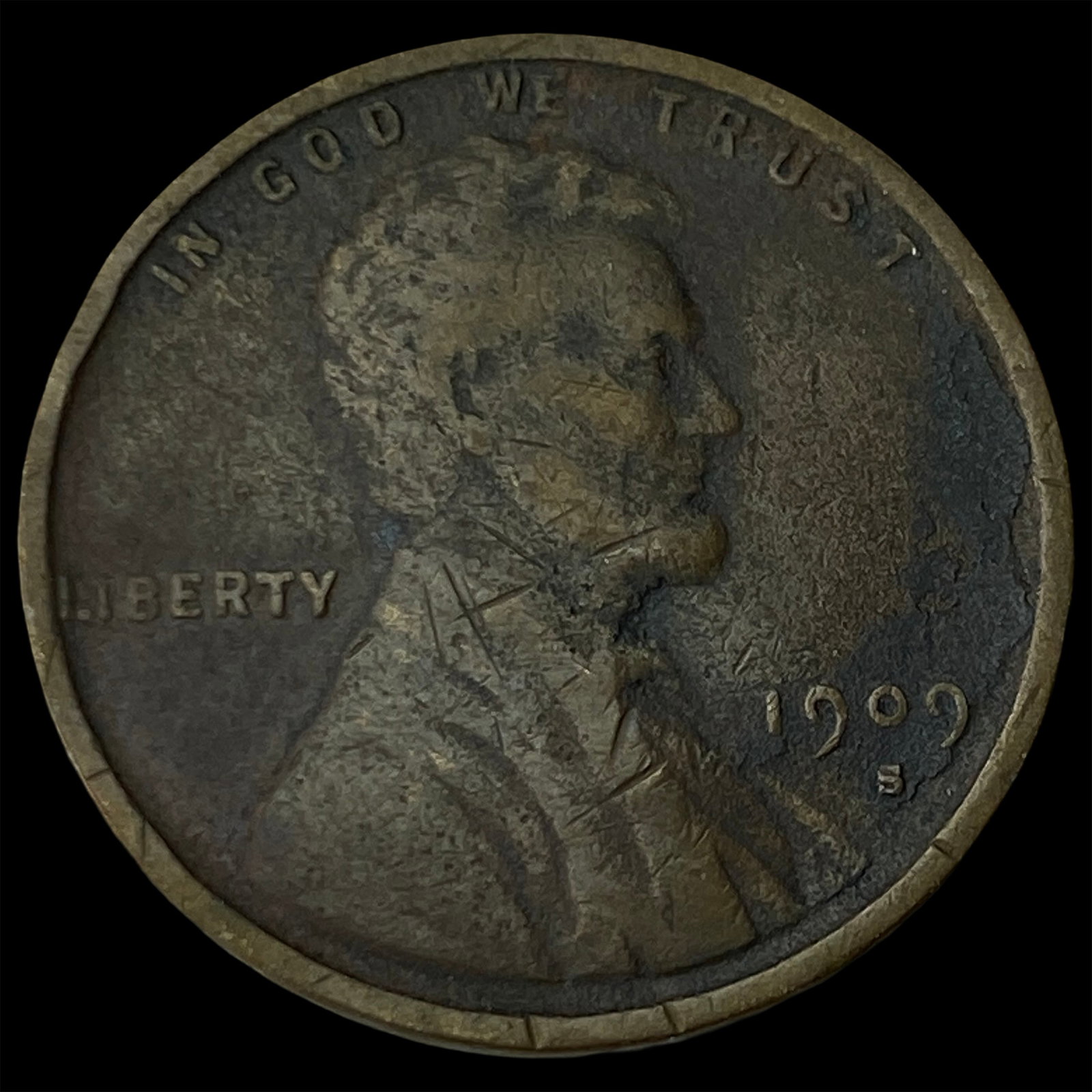 1909-S Lincoln Wheat Cent LIGHTLY CIRCULATED: 1909-S Lincoln Wheat Cent LIGHTLY CIRCULATED