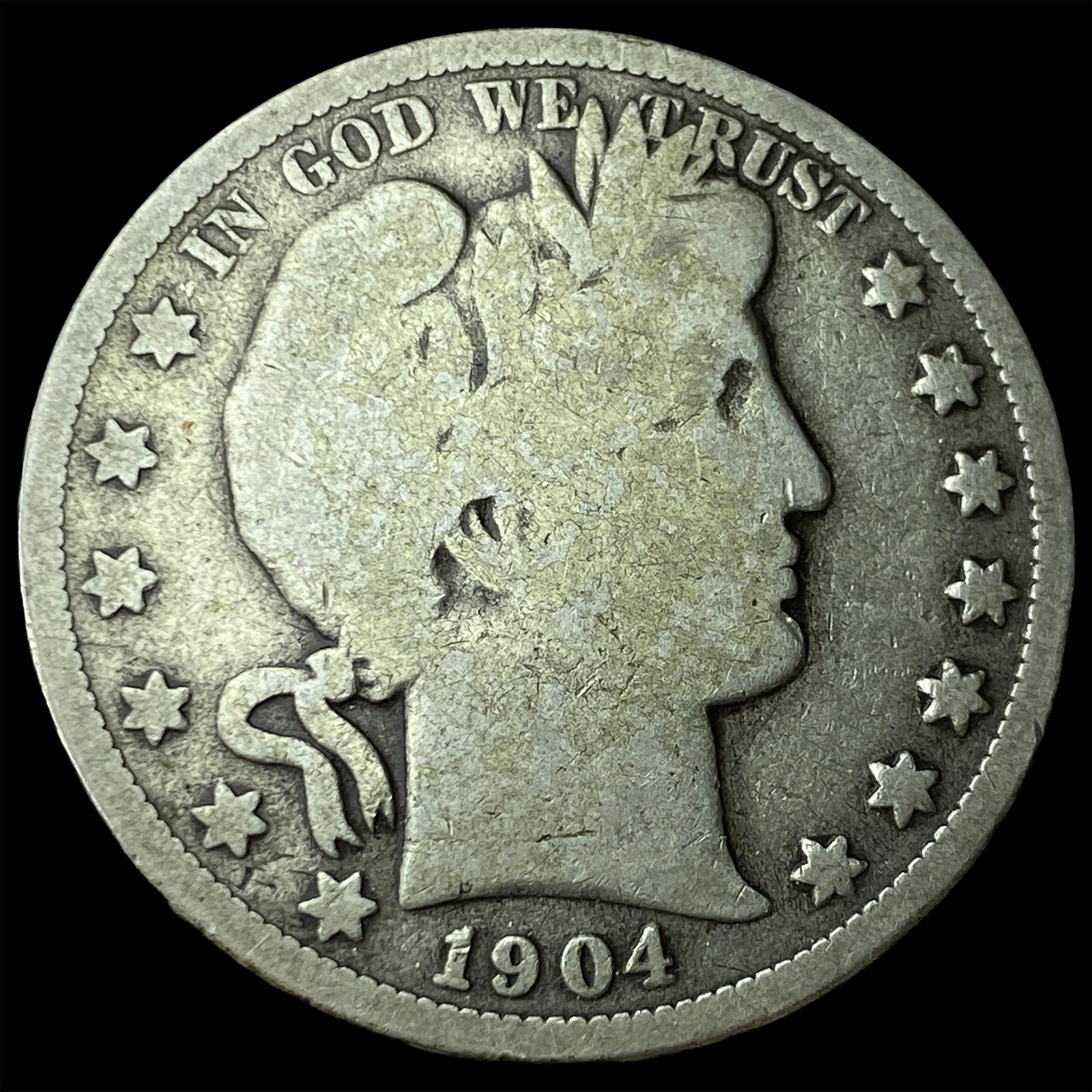 1904-O Silver Barber Half Dollar LIGHTLY CIRCULATED (1 of 2)