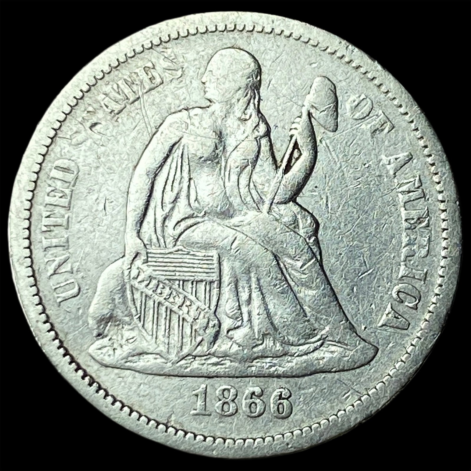 1866 Seated Liberty Dime LIGHTLY CIRCULATED (1 of 2)