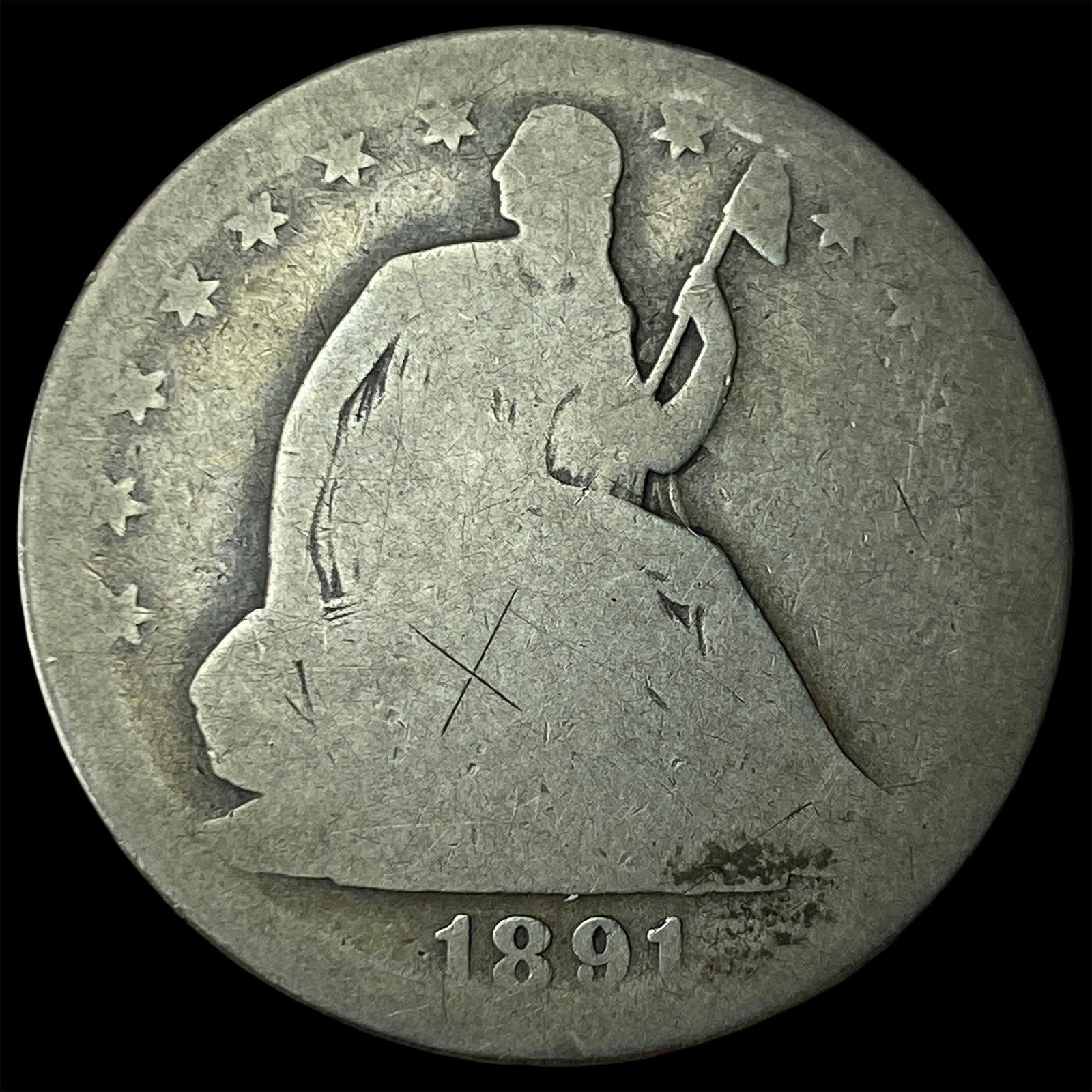 1891 Silver Half Dollar (Seated Liberty) NICELY CIRCULATED