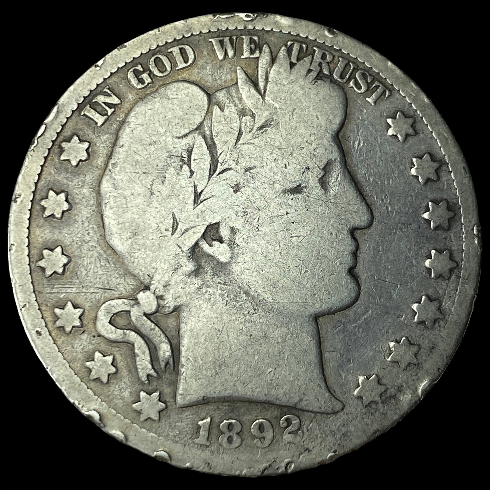 1892-S Silver Barber Half Dollar LIGHTLY CIRCULATED (1 of 2)