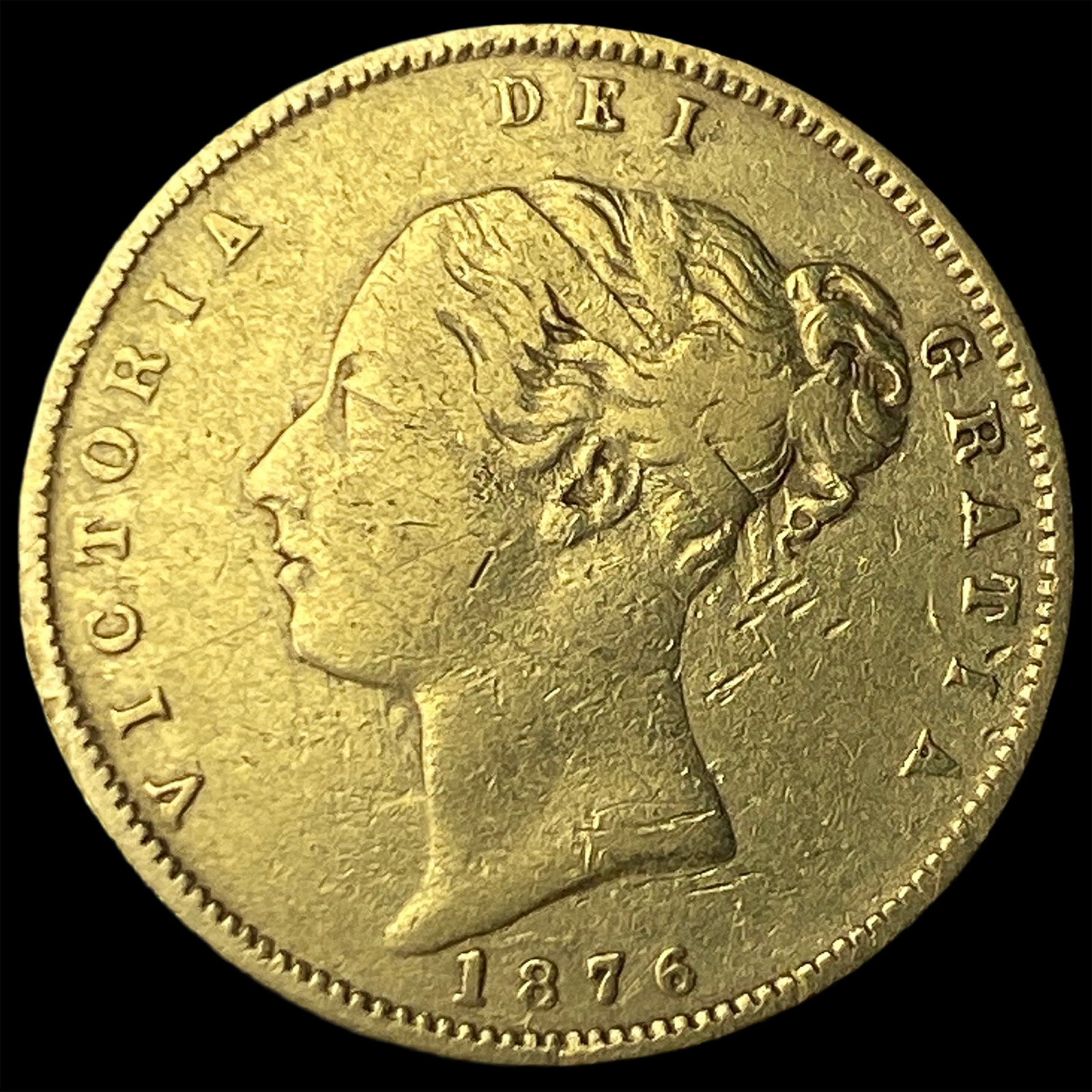 1876 Gold Sovereign Victoria Shield Back CLOSELY UNCIRCULATED