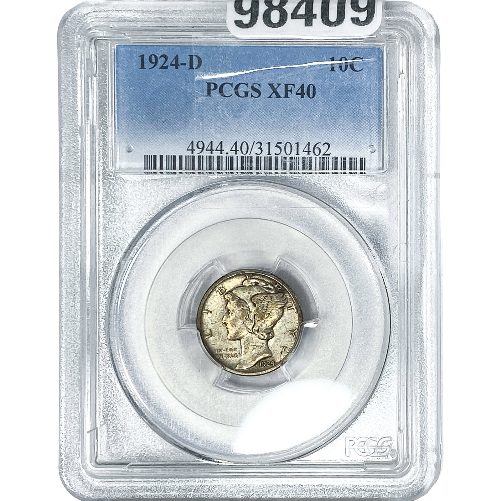 1924-D Mercury Silver Dime PCGS XF40