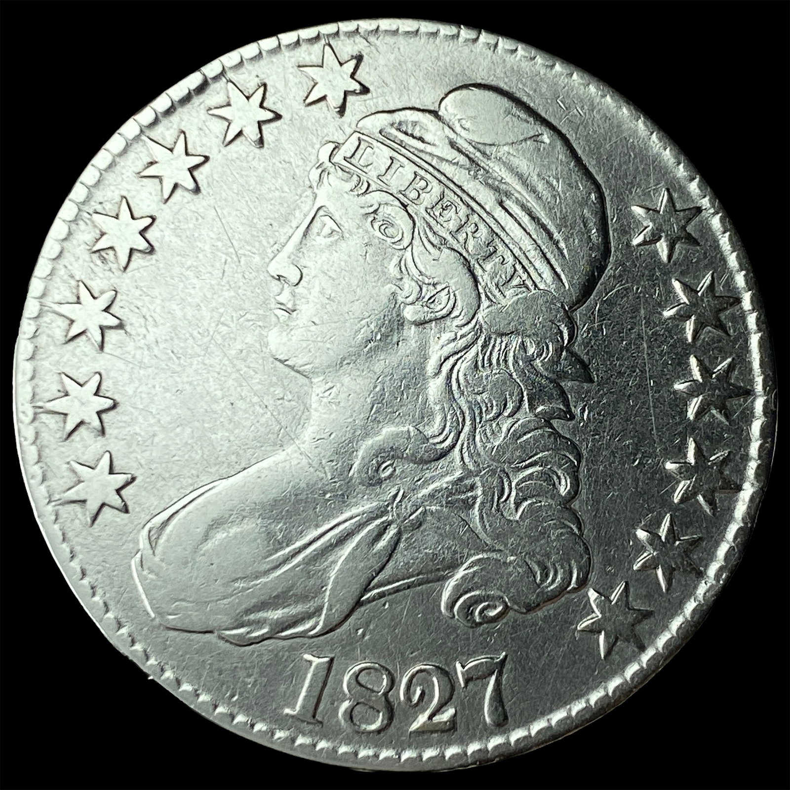 1827 Capped Bust Half Dollar NEARLY UNCIRCULATED