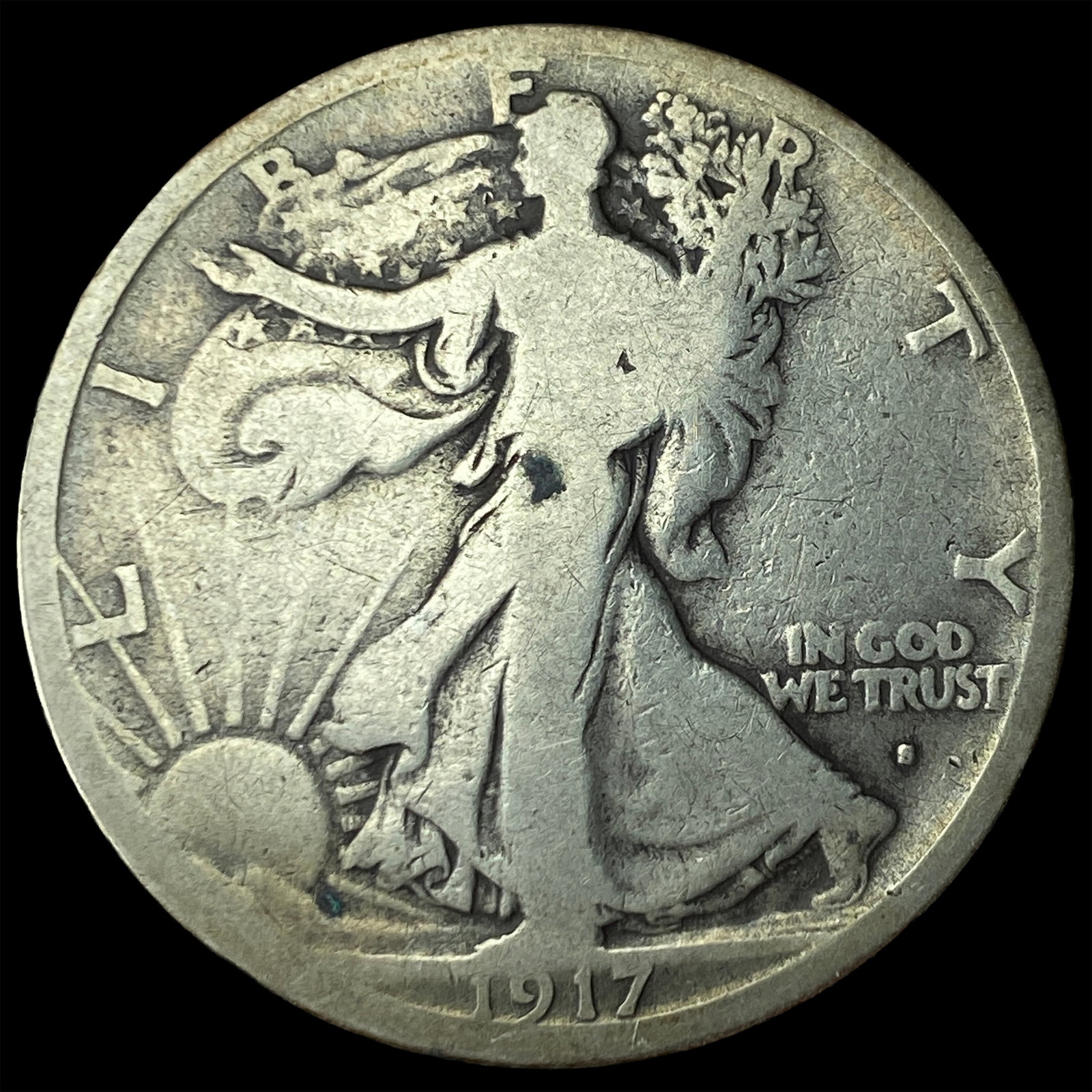 1917-S Silver Walking Liberty Half Dollar NICELY CIRCULATED