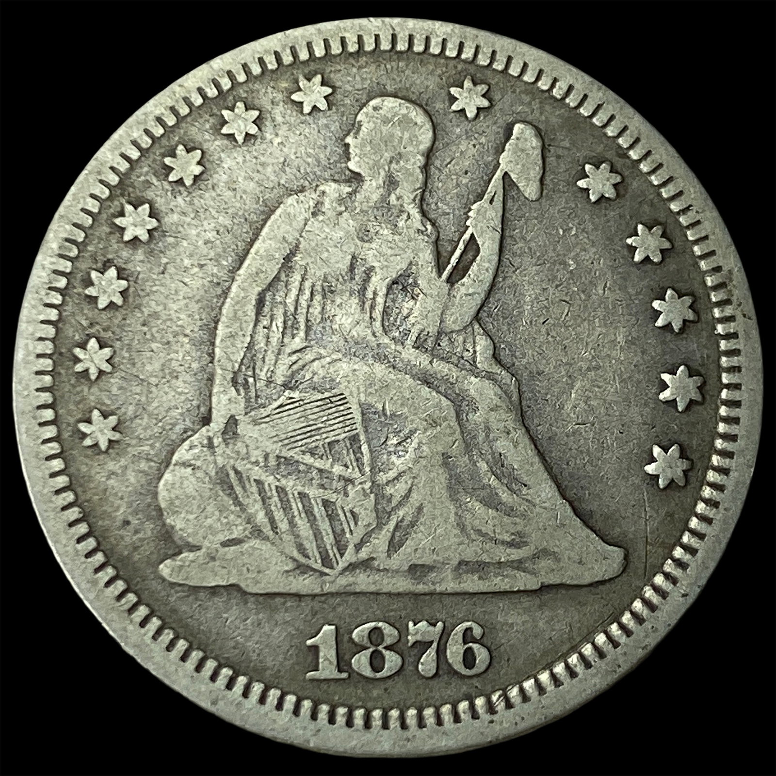 1876 Seated Liberty Quarter LIGHTLY CIRCULATED