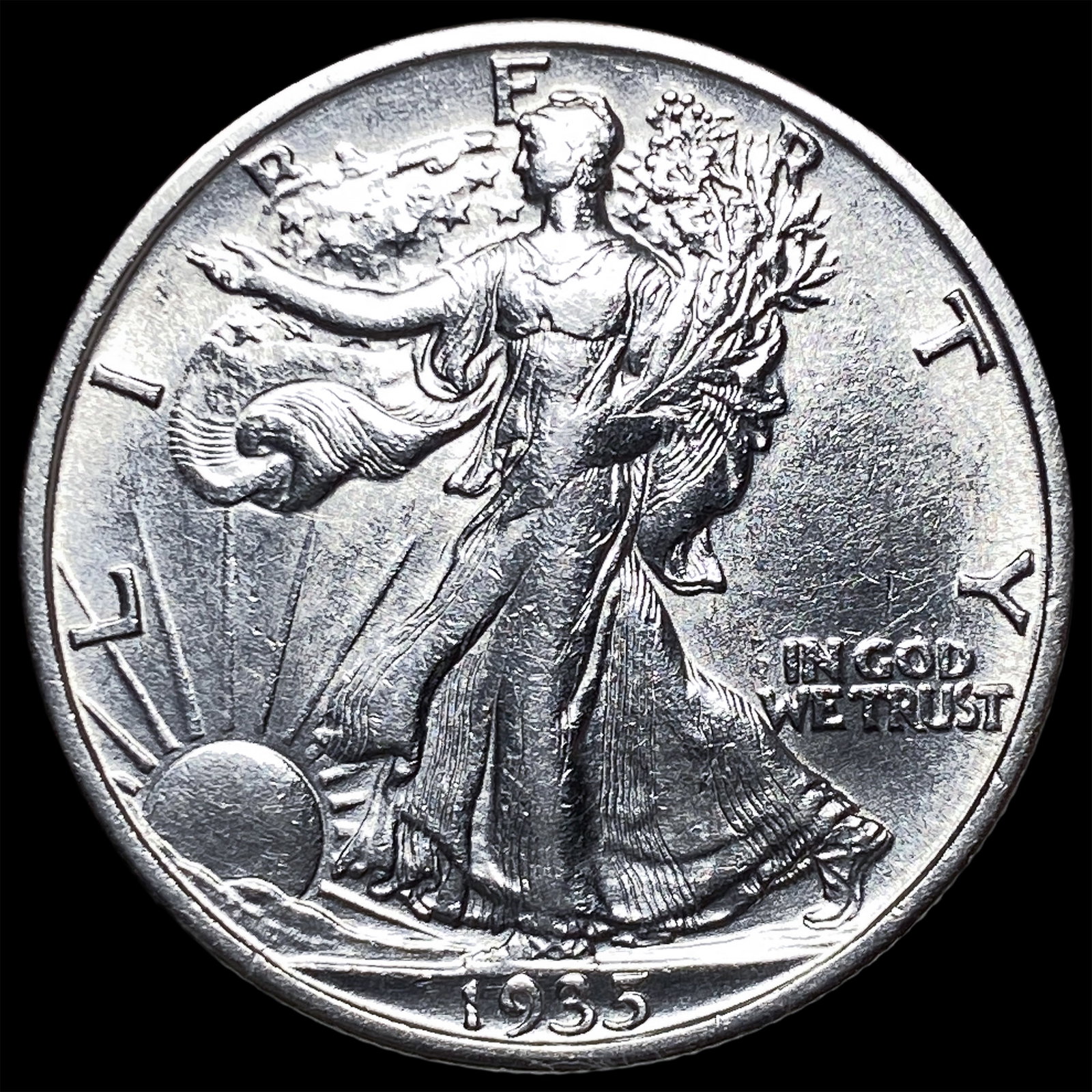 1935-S Silver Walking Liberty Half Dollar CHOICE AU