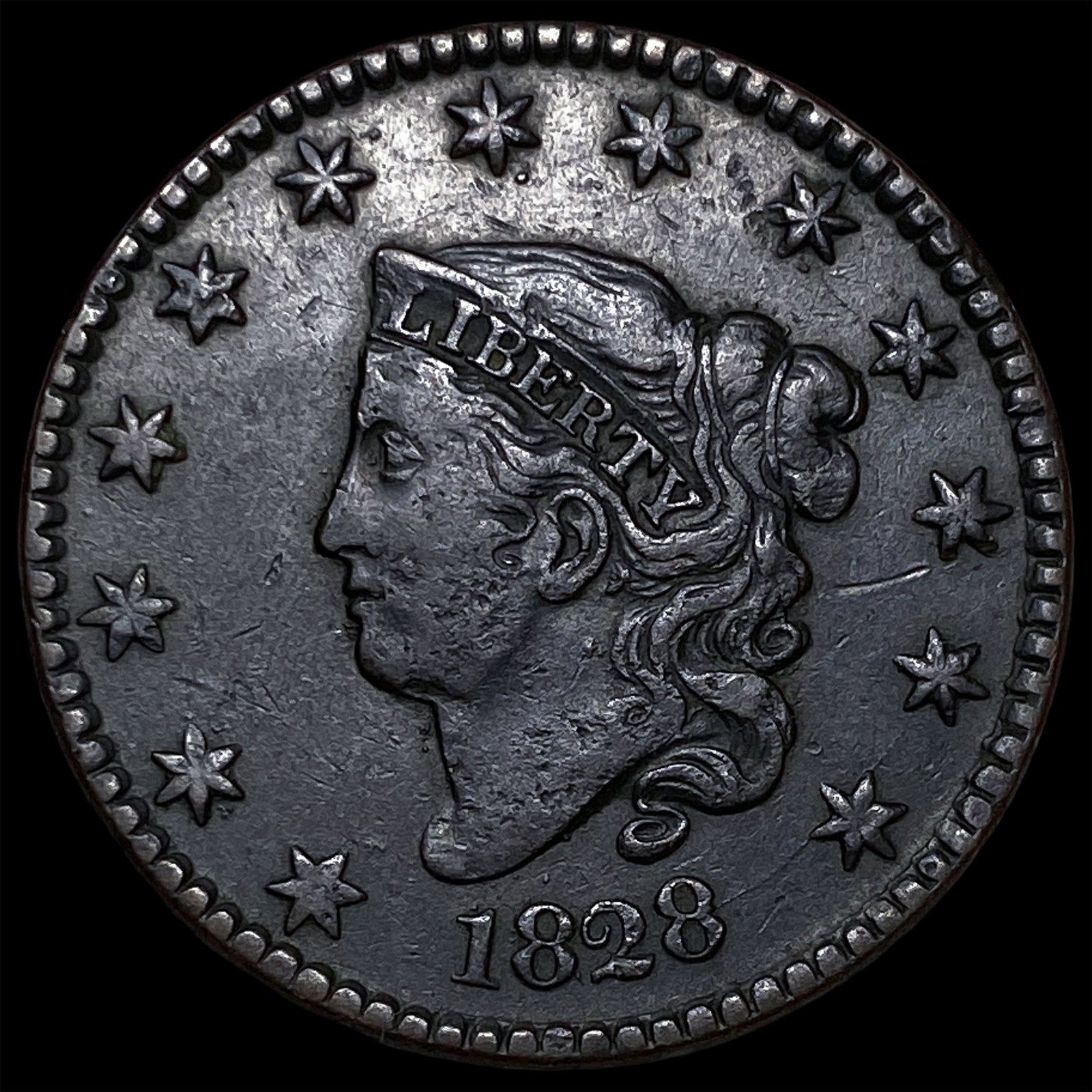 1828 Copper Large Cent CLOSELY UNCIRCULATED (1 of 2)
