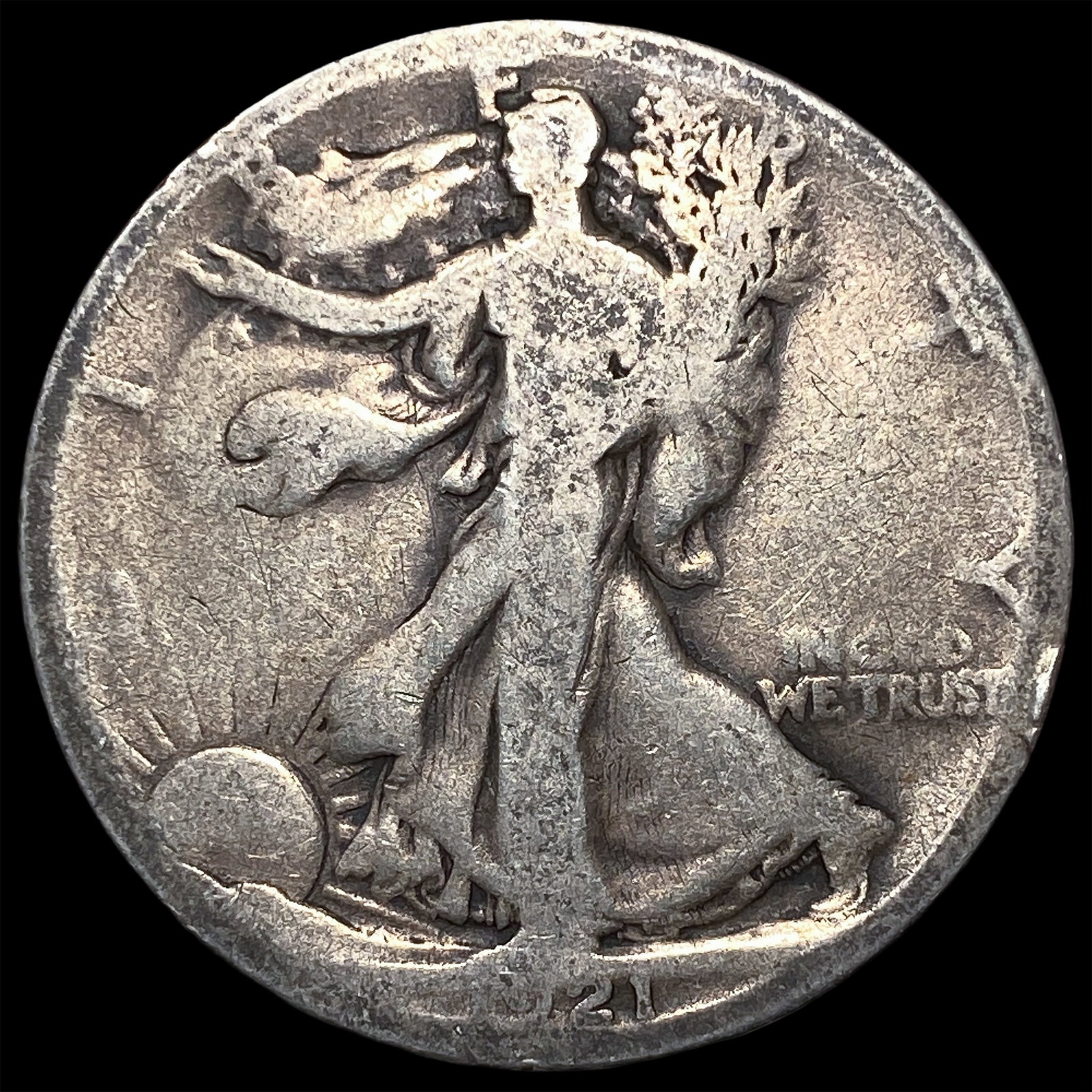1921-D Silver Walking Liberty Half Dollar NICELY CIRCULATED