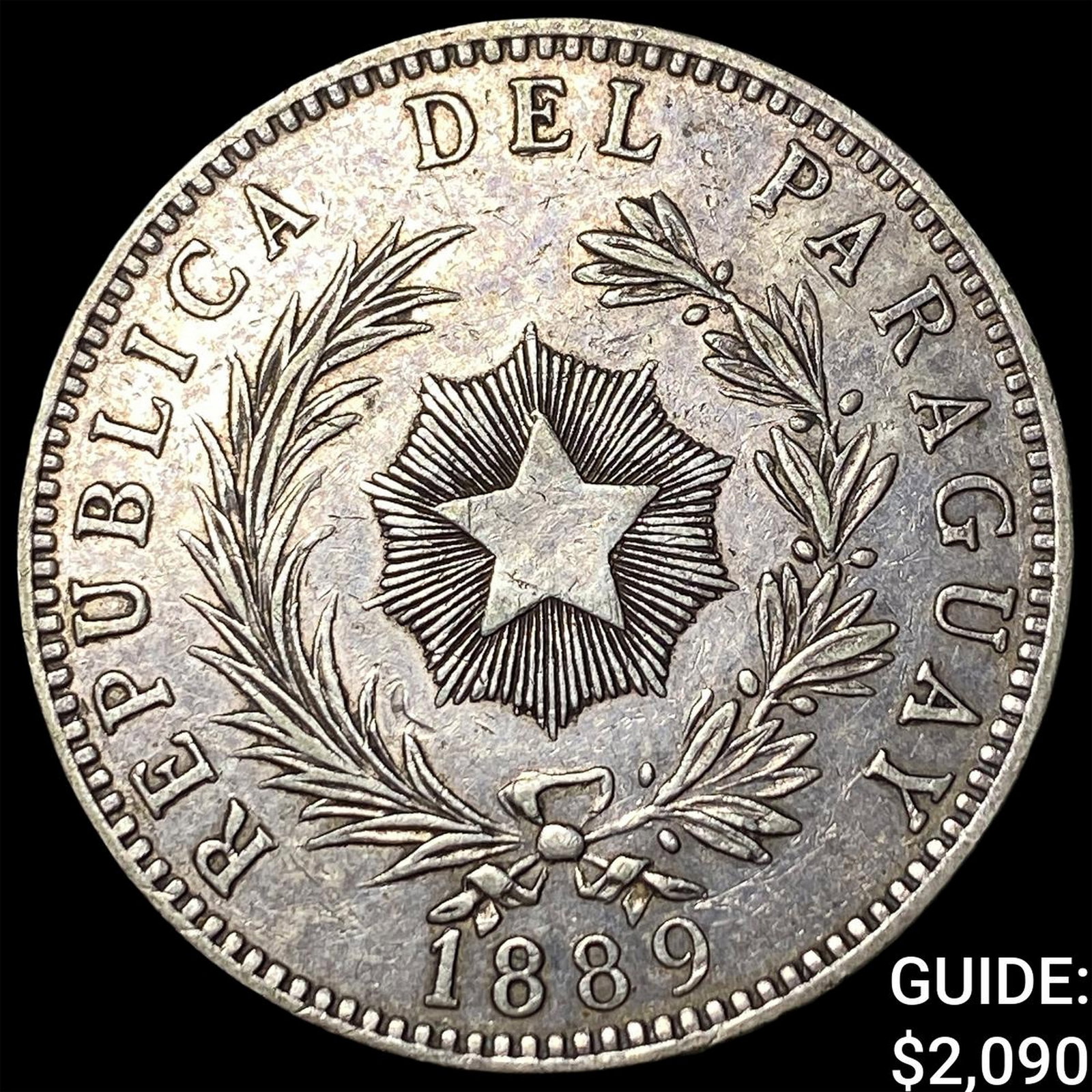 1889 Paraguay Silver 1 Peso Lion Head KM-5 (1 of 2)