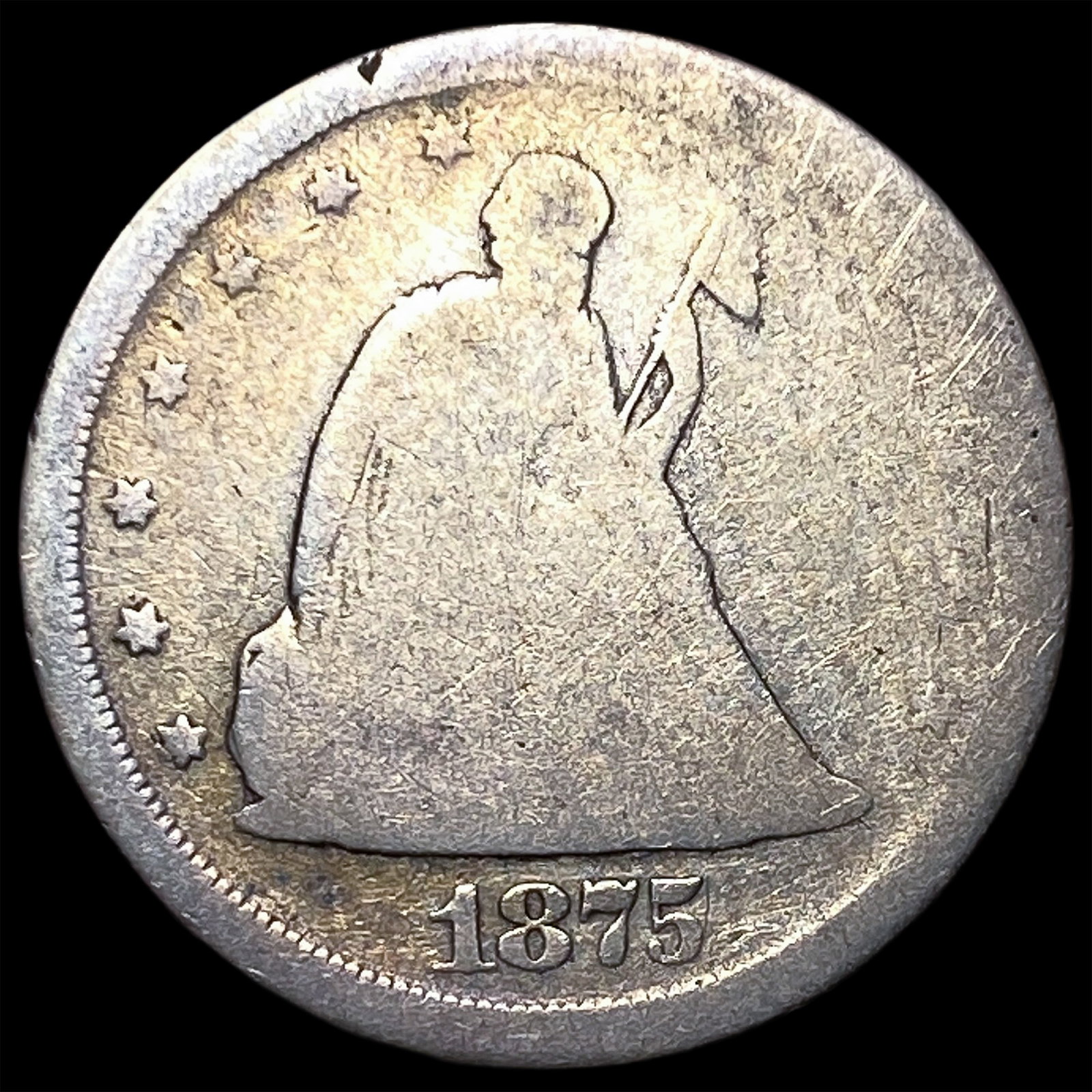 1875-S Silver Twenty Cent Piece NICELY CIRCULATED: 1875-S Silver Twenty Cent Piece NICELY CIRCULATED
