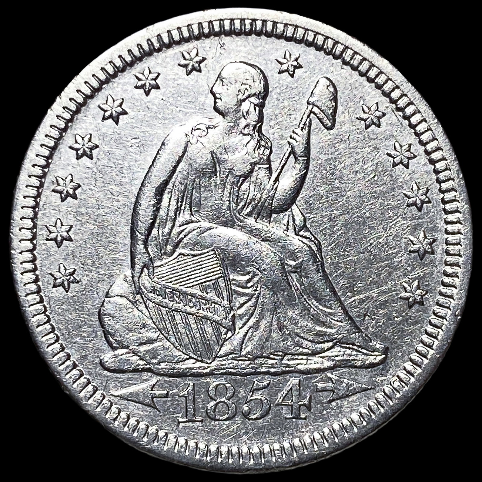 1854 Arrows Seated Liberty Quarter CHOICE AU: 1854 Arrows Seated Liberty Quarter CHOICE AU