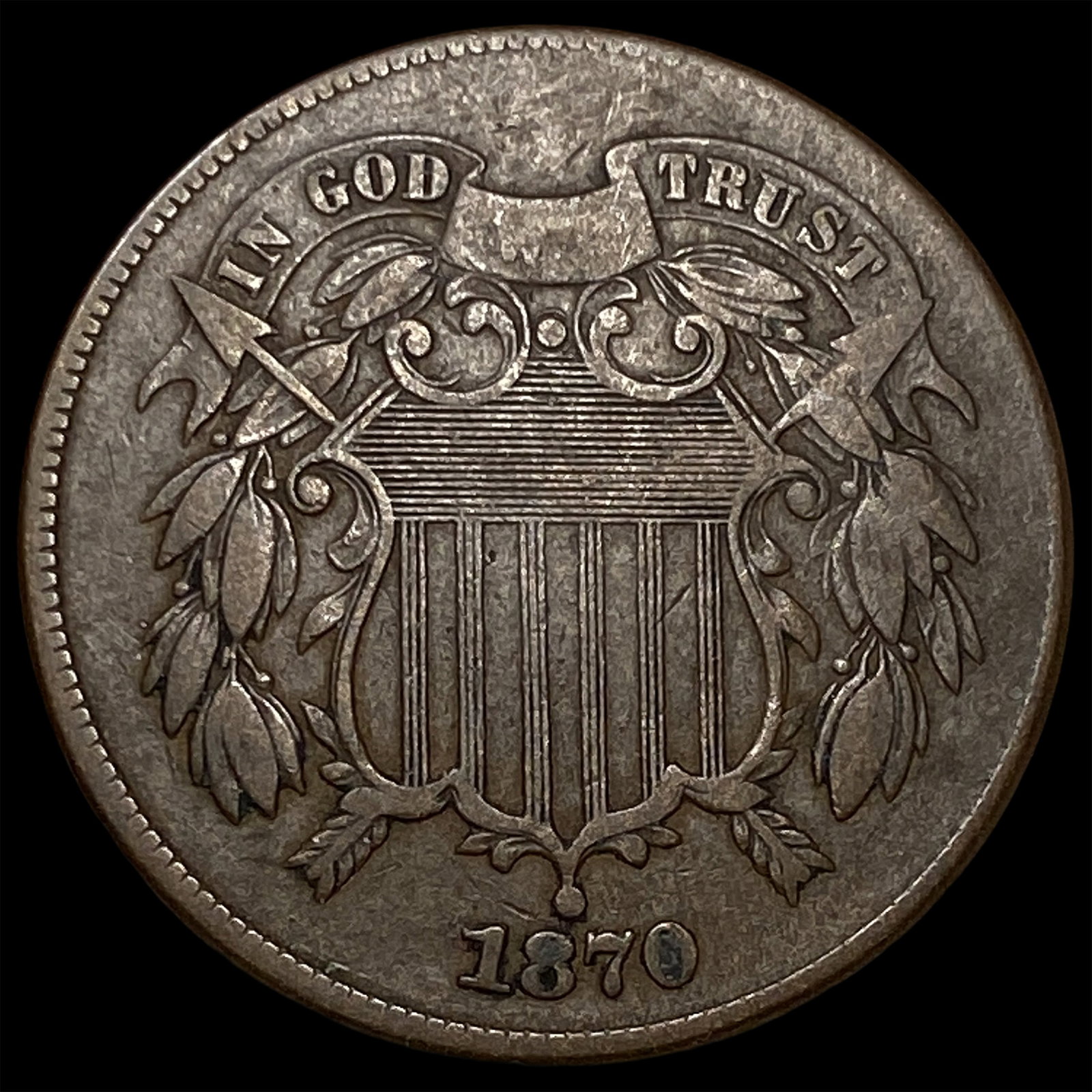 1870 Two-Cent Piece CHOICE AU: 1870 Two-Cent Piece CHOICE AU