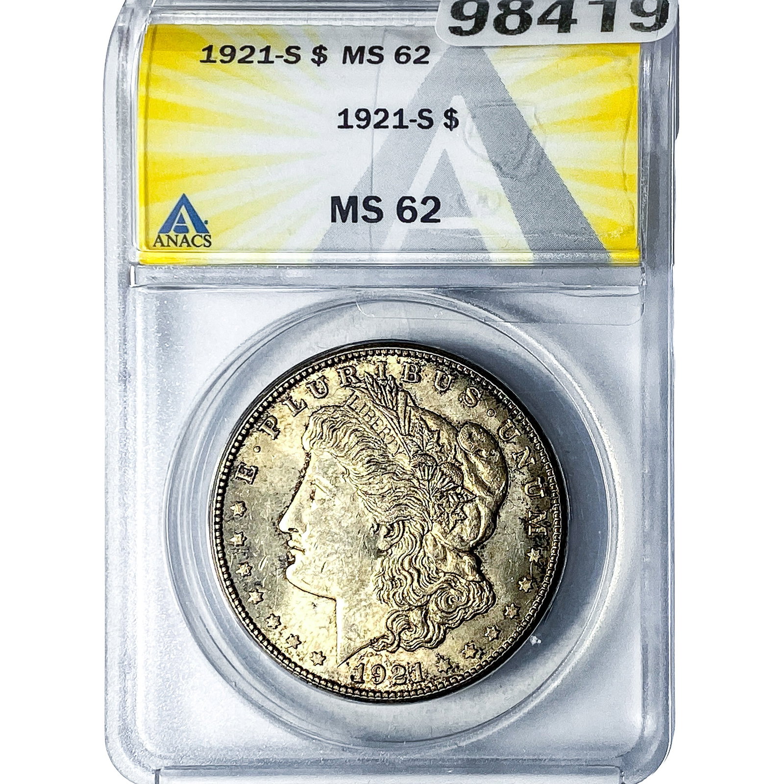 1921-S Morgan Silver Dollar ANACS MS62