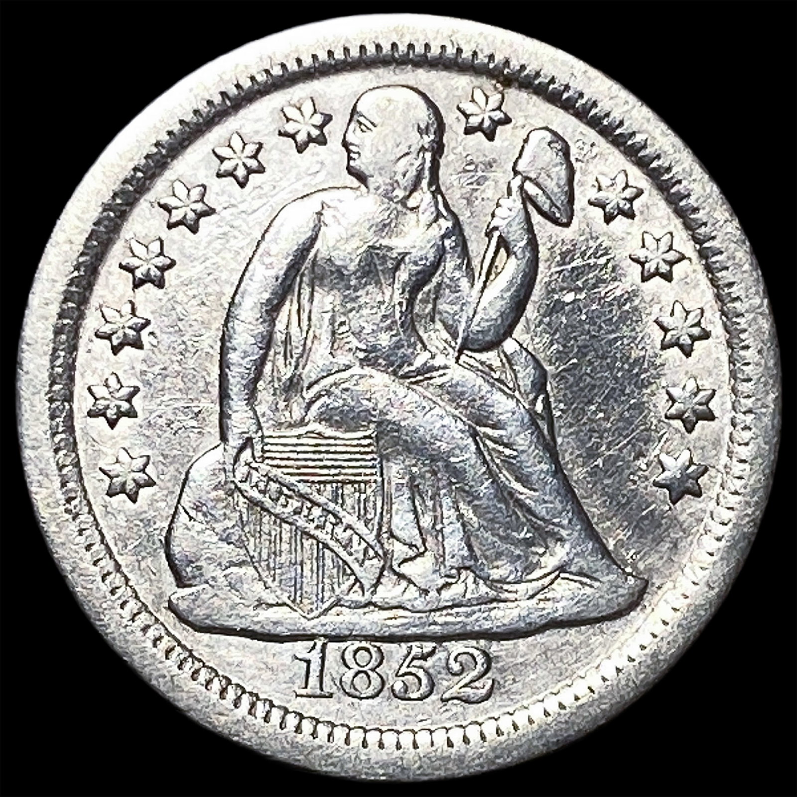 1852-O Silver Seated Liberty Dime CLOSELY UNCIRCULATED: 1852-O Silver Seated Liberty Dime CLOSELY UNCIRCULATED