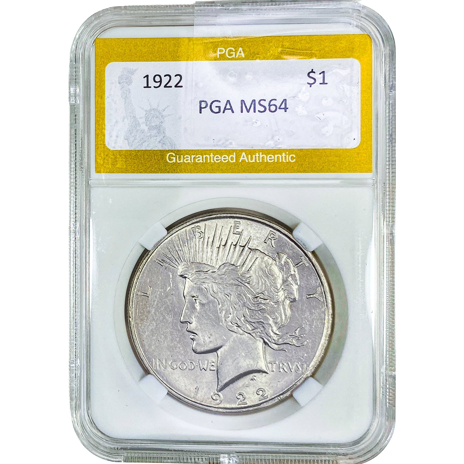 1922 Silver Peace Dollar PGA MS64: 1922 Silver Peace Dollar PGA MS64