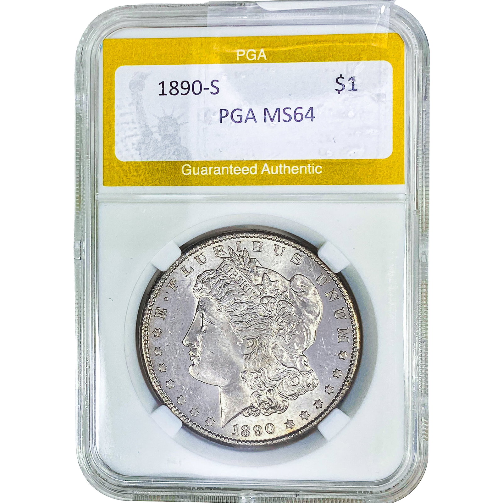 1890-S Morgan Silver Dollar PGA MS64