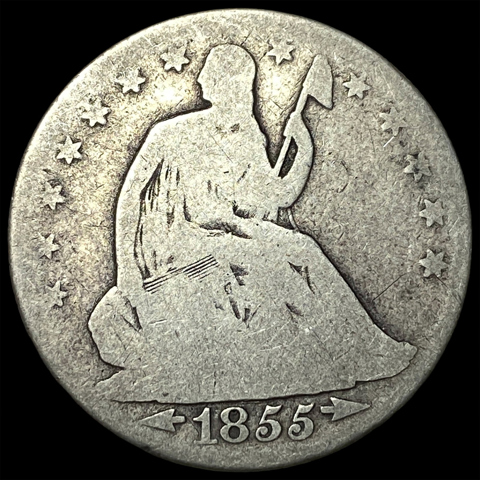 1855-O Silver Half Dollar NICELY CIRCULATED: 1855-O Silver Half Dollar NICELY CIRCULATED