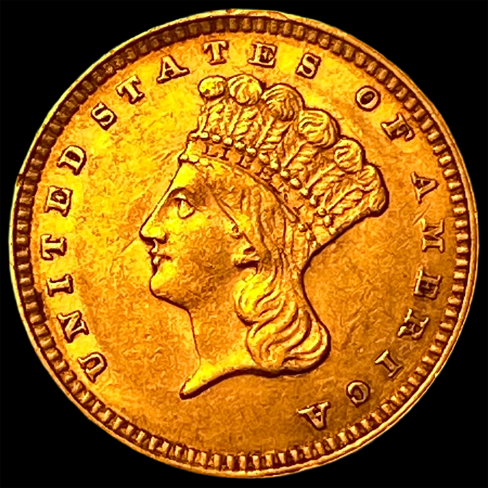 1857 Gold $1 Indian Head Type 3 UNCIRCULATED: 1857 Gold $1 Indian Head Type 3 UNCIRCULATED