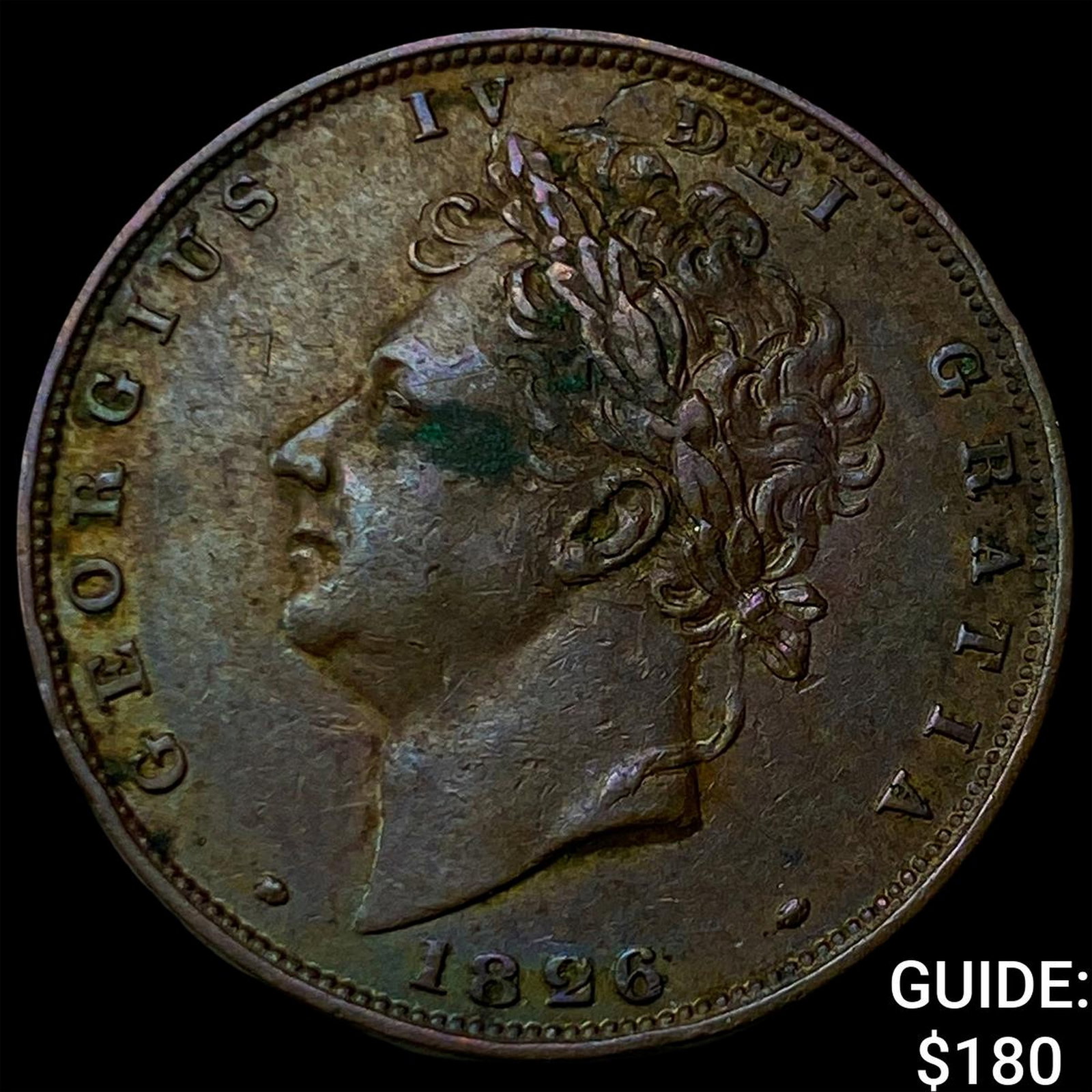 1826 Great Britain Copper 1 Farthing: 1826 Great Britain Copper 1 Farthing
