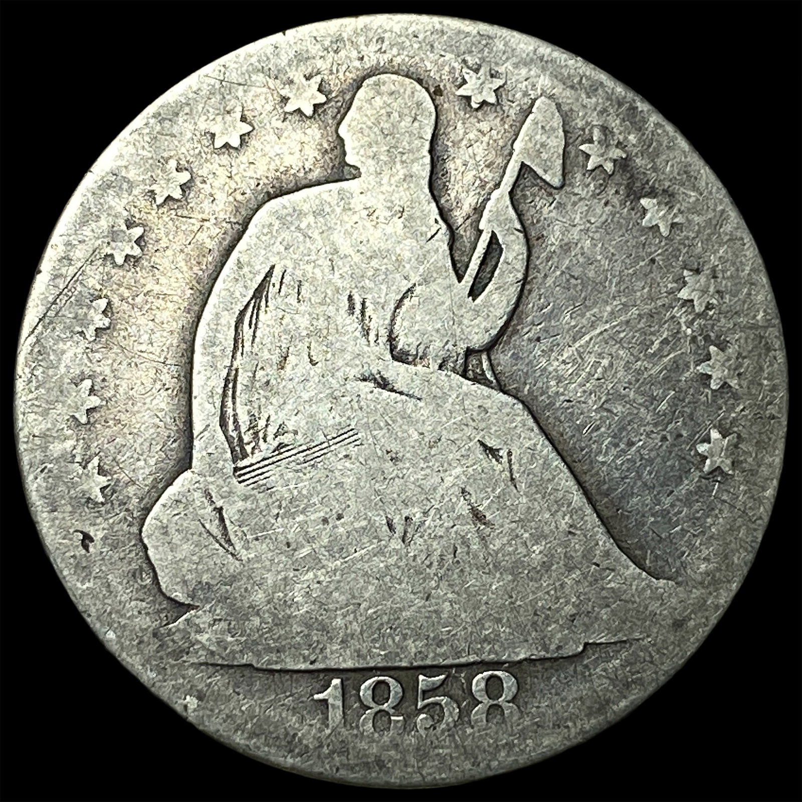 1858-O Silver Half Dollar NICELY CIRCULATED: 1858-O Silver Half Dollar NICELY CIRCULATED