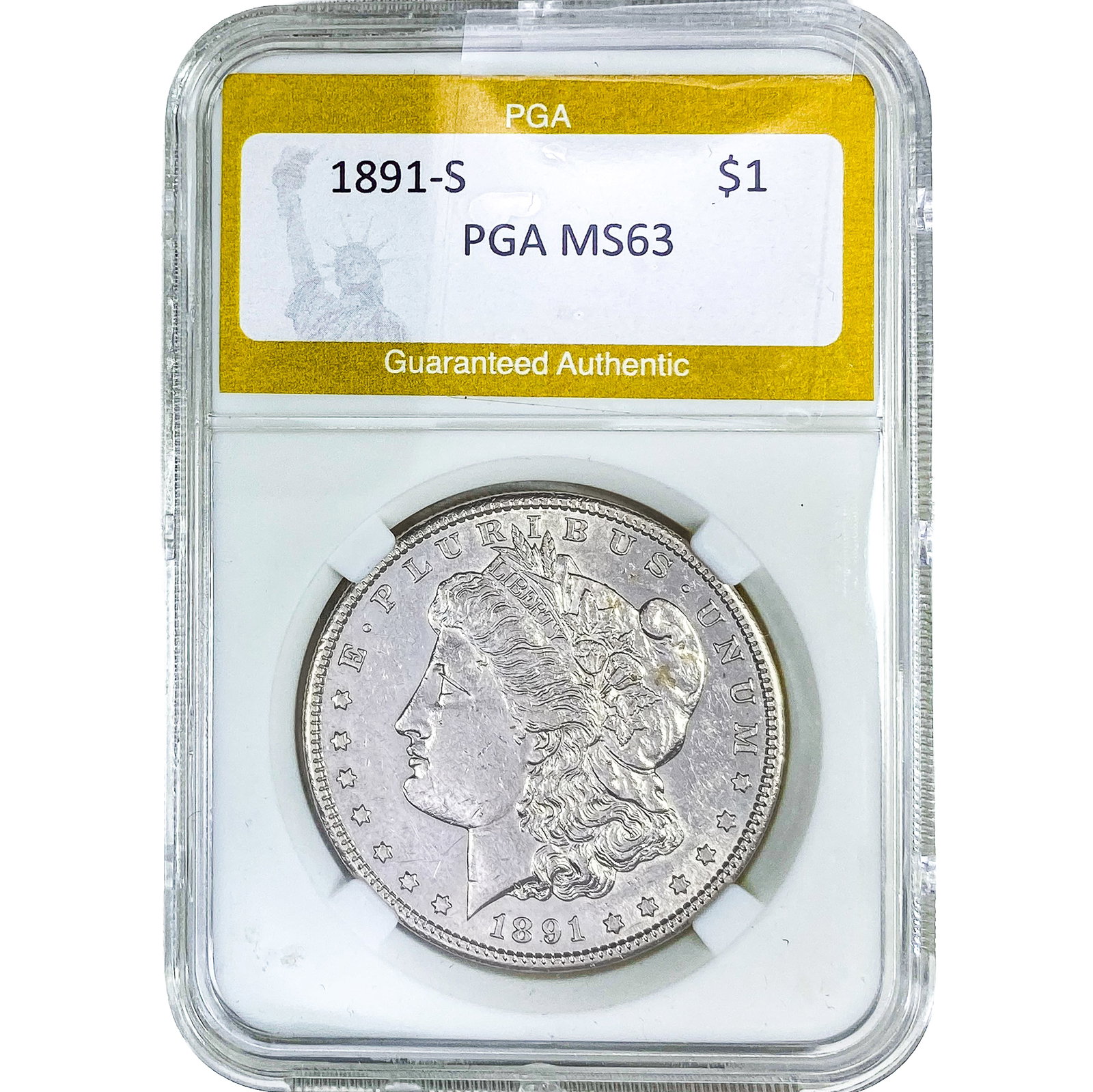 1891-S Morgan Silver Dollar PGA MS63: 1891-S Morgan Silver Dollar PGA MS63