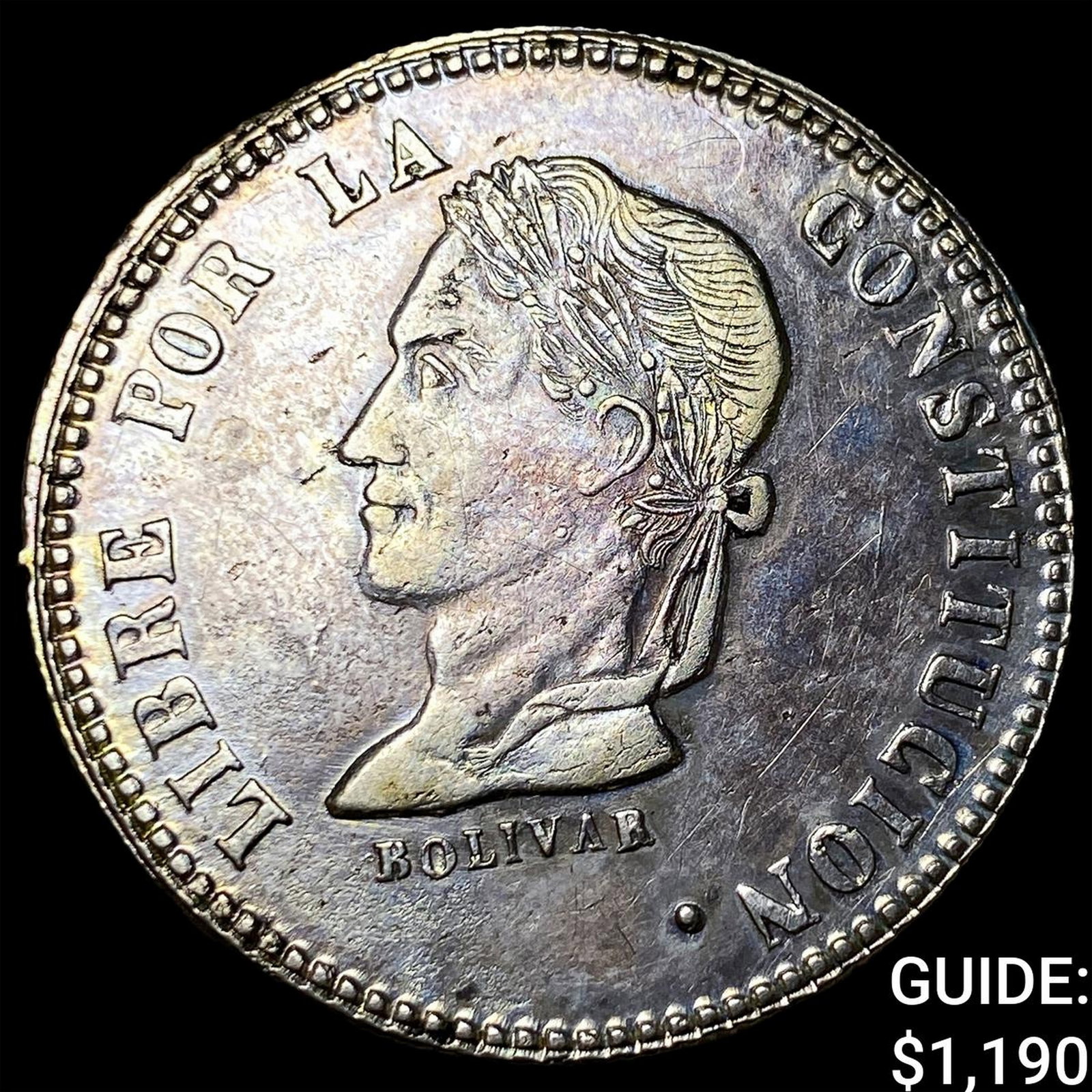 1859 FJ-PTS Bolivia Silver 4 Soles KM 123.3: 1859 FJ-PTS Bolivia Silver 4 Soles KM 123.3