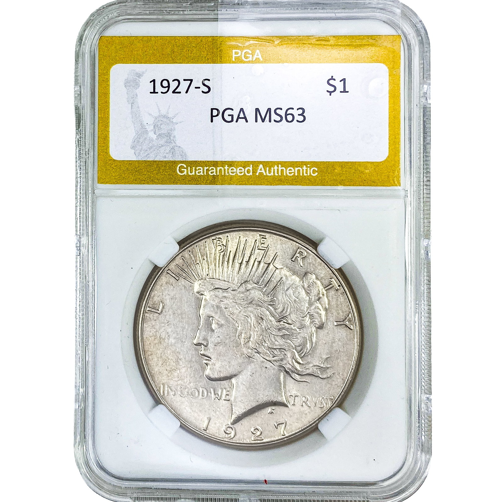 1927-S Morgan Silver Dollar PGA MS63: 1927-S Morgan Silver Dollar PGA MS63