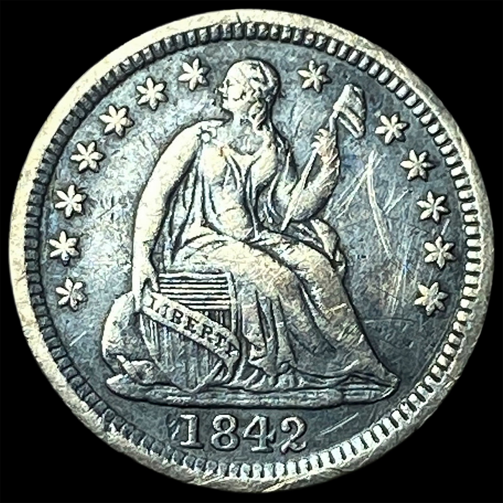 1842-O Silver Half Dime NEARLY UNCIRCULATED: 1842-O Silver Half Dime NEARLY UNCIRCULATED